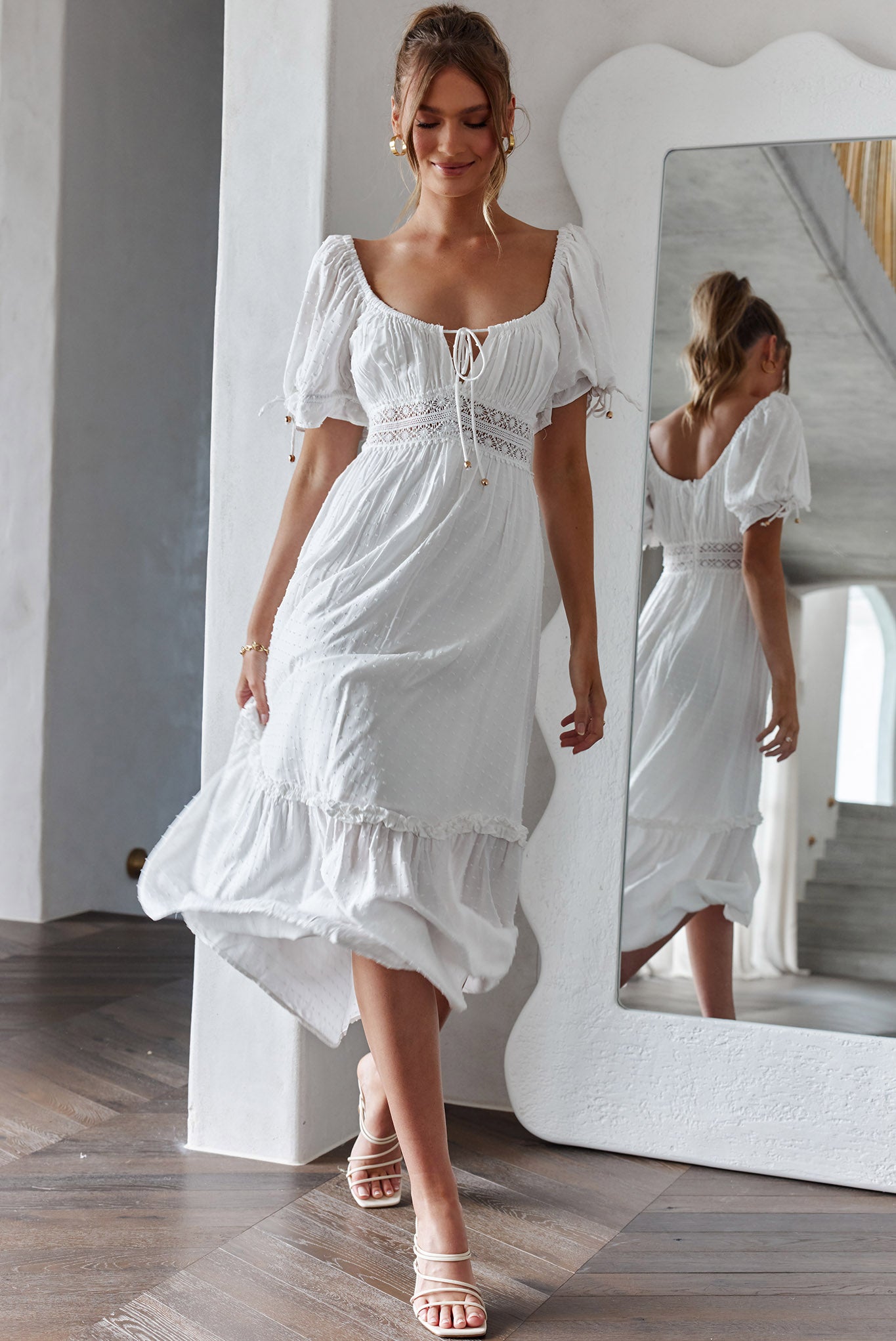 Topanga Canyon String Tie Boho Midi Dress White Selfie Leslie Topanga Canyon String Tie Boho Midi Dress White Selfie Leslie
