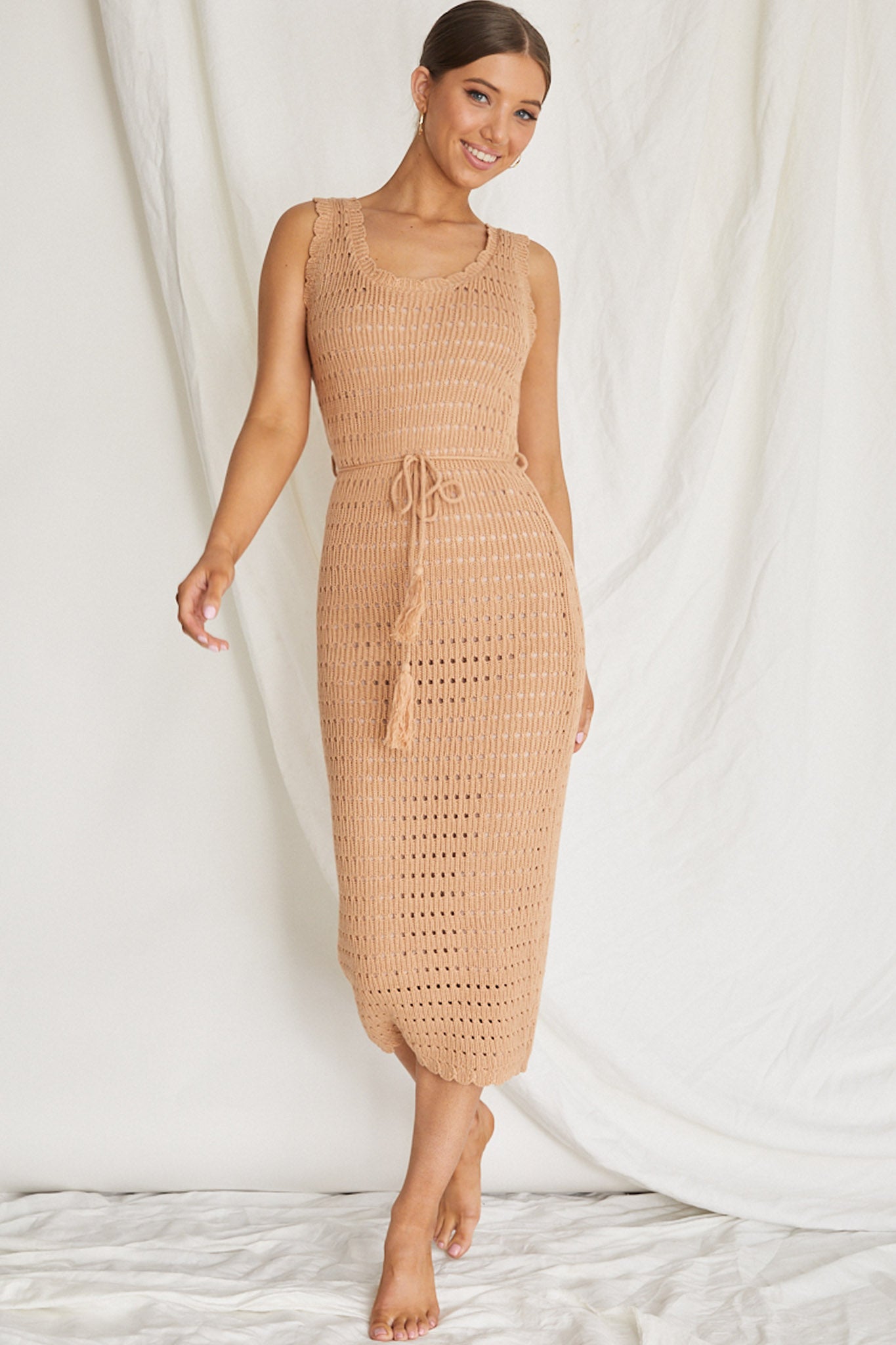 Wander Lust Crochet Midi Dress Mocha Wander Lust Crochet Midi Dress Mocha