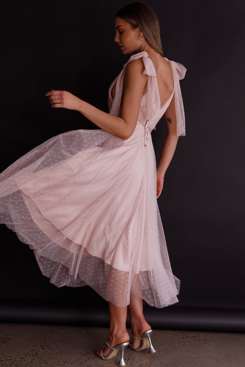 Tie-Shoulder Mesh Dress main image 0