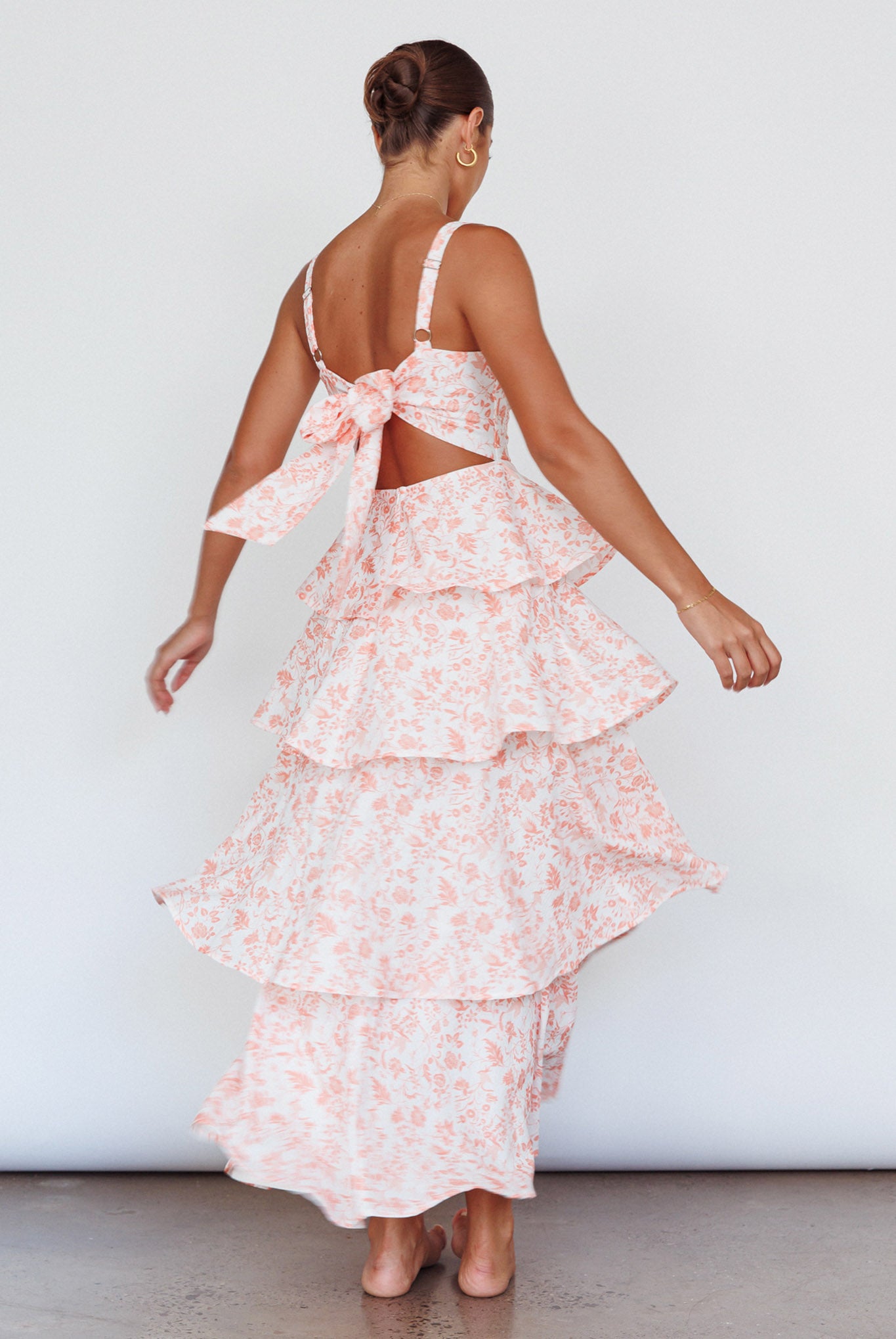 Provence Bloom Tiered Midi Dress Floral Orange - XS Provence Bloom Tiered Midi Dress Floral Orange - XS