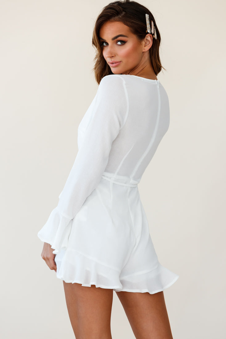 Shop the Alameda Flared Cuff Skort Romper White