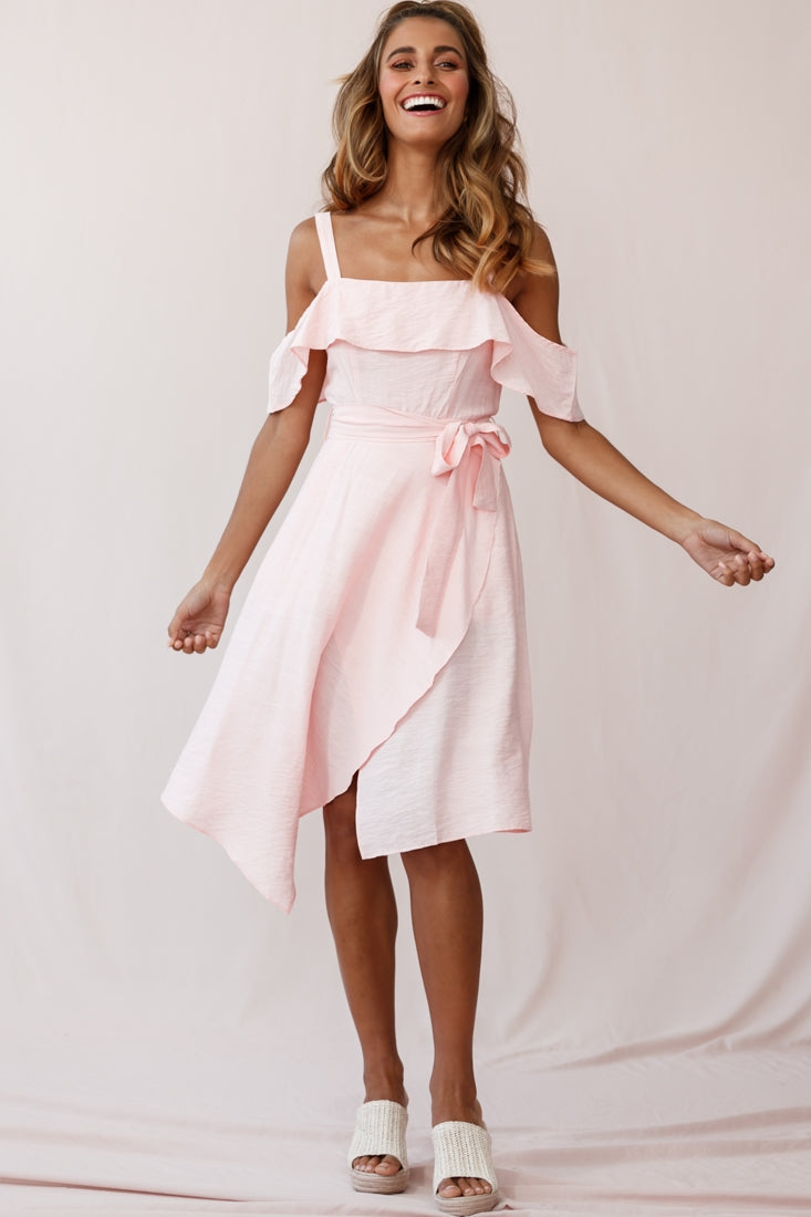 Adali Flowy Summer Midi Dress Pink Adali Flowy Summer Midi Dress Pink
