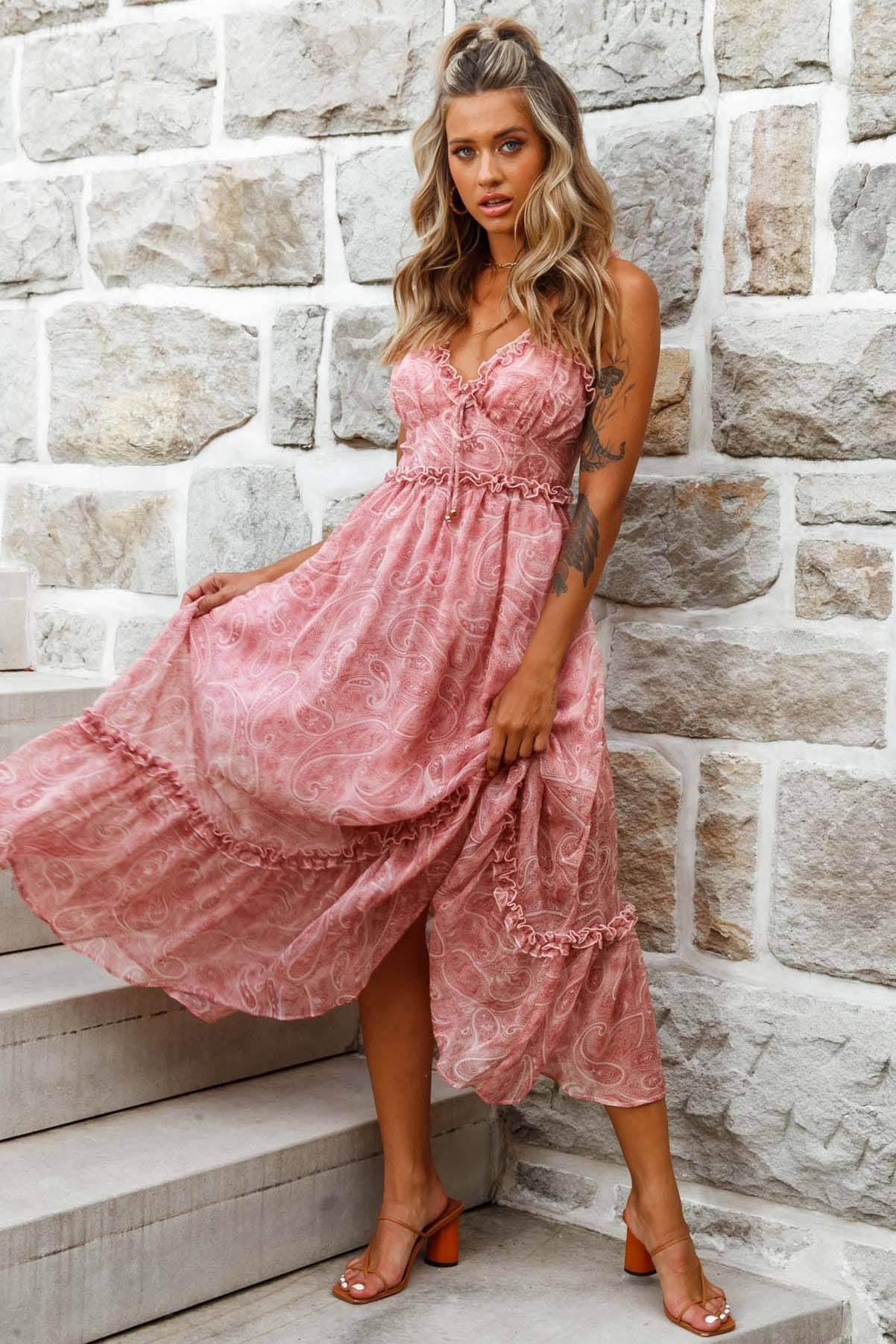pink paisley print dress Lulus | Coral Pink Paisley Print Halter Maxi Dress | Womens | X-Small (Available in XXL, S, M, L, XL)