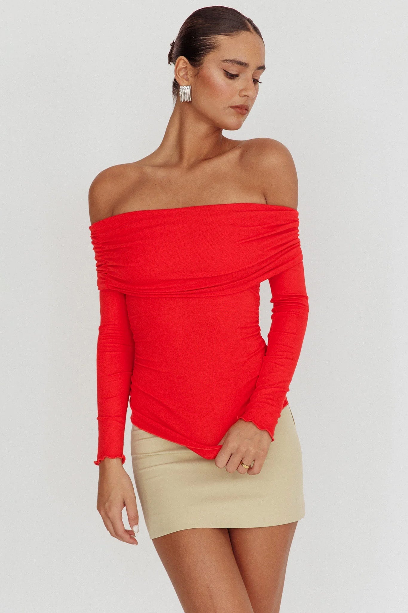 Shop the Perfect Worlds Off Shoulder Sheer Cropped Top Black