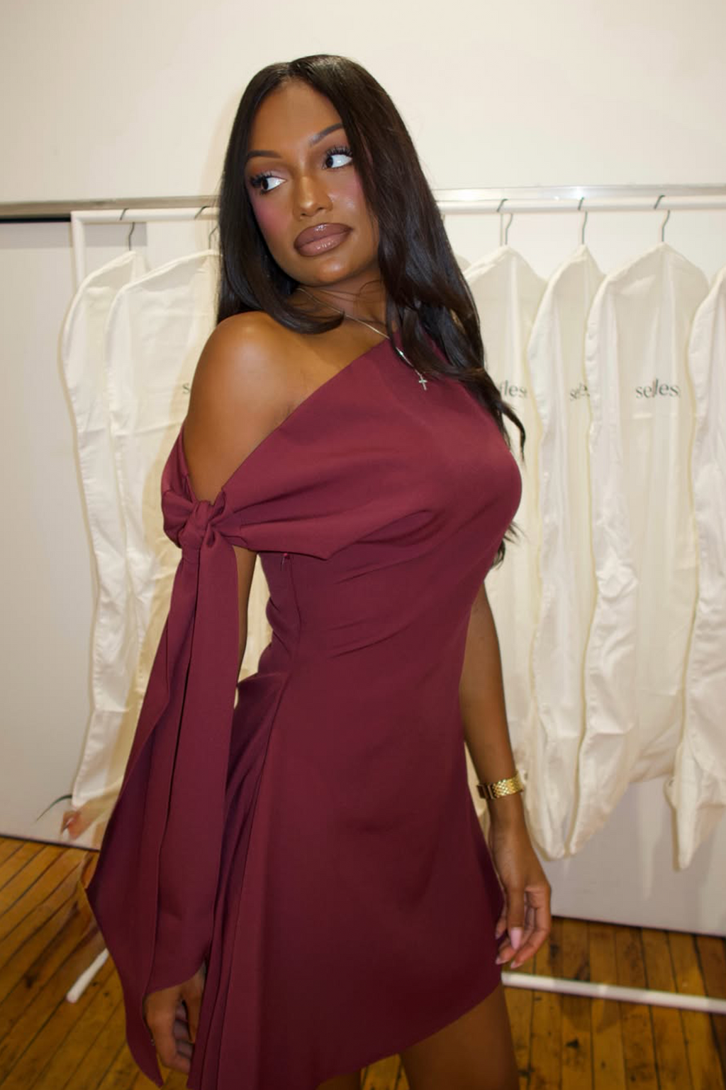 It’s A Match Mini Dress Burgundy by Selfie Leslie