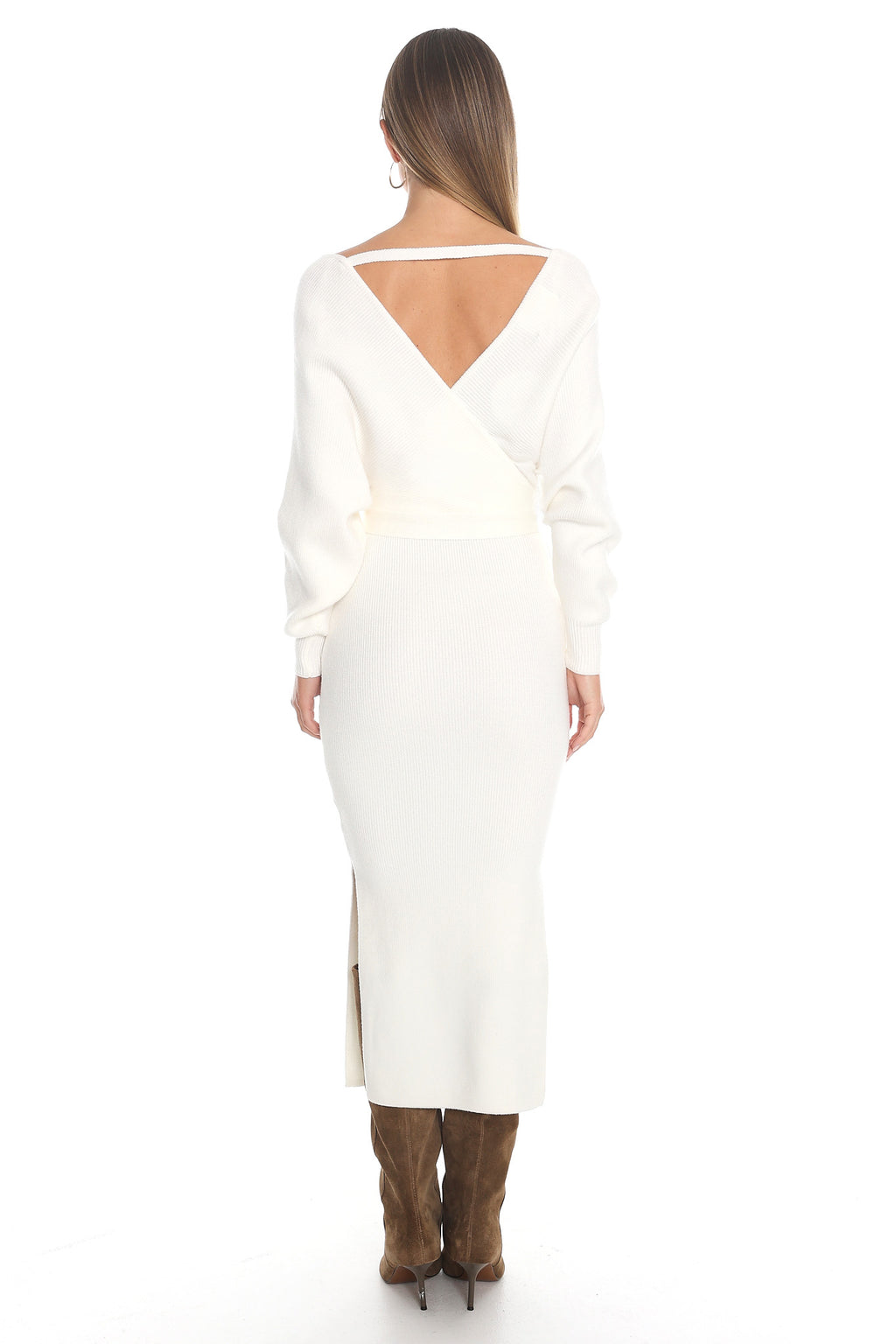 Cameo Batwing Knit Midi Dress Ivory by Selfie Leslie