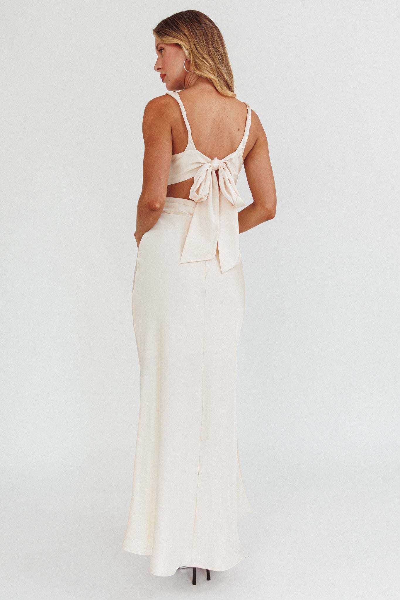 Harper Cut-Out Bow Back Maxi Dress Oyster Harper Cut-Out Bow Back Maxi Dress Oyster