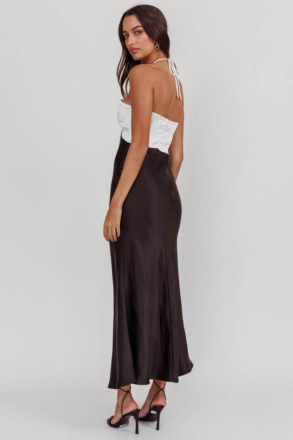 Hassie Knot Bust Halter Midi Dress Black by Selfie Leslie