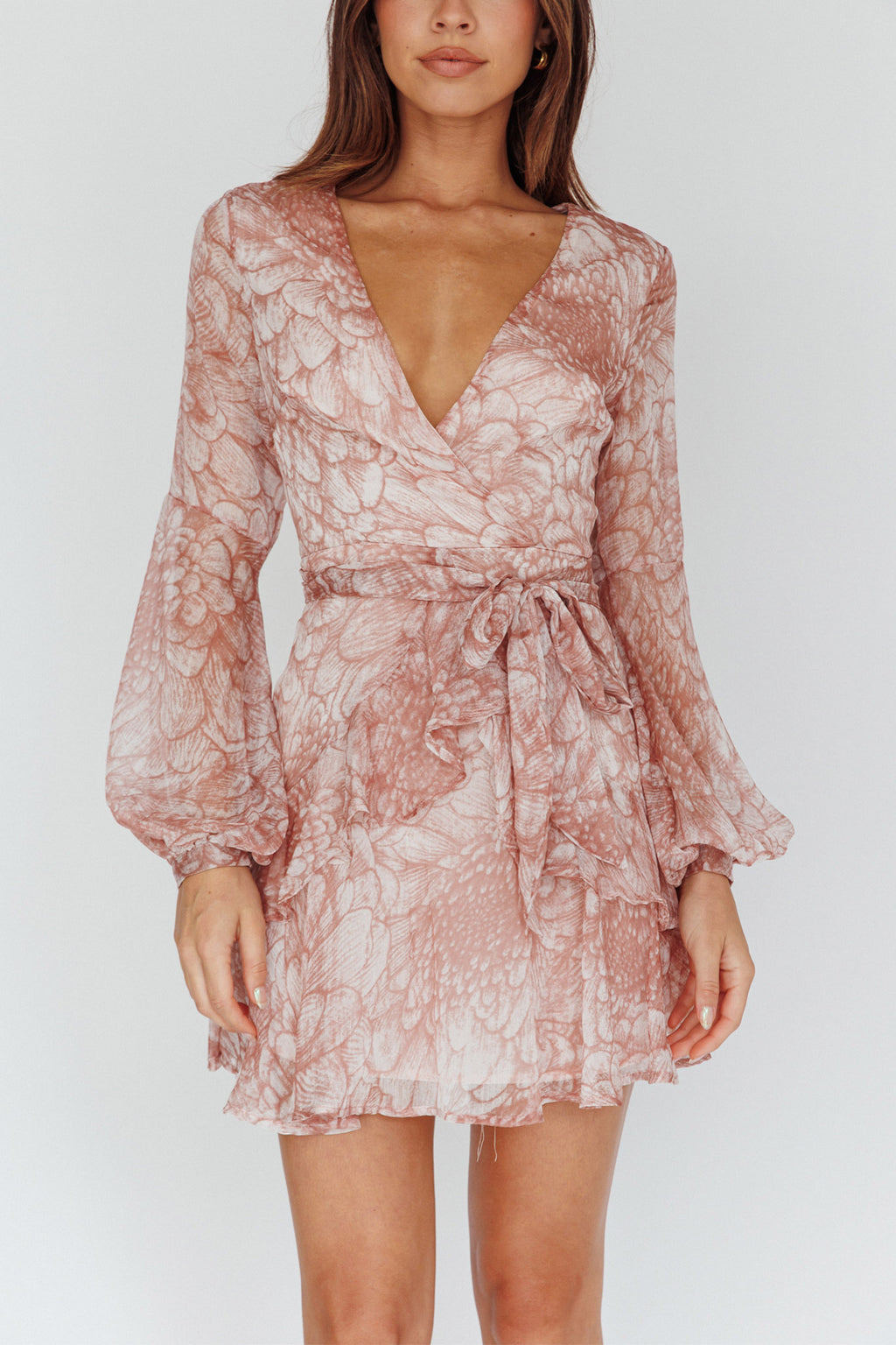 Kerry Layered Balloon Sleeve Dress Nude by Selfie Leslie