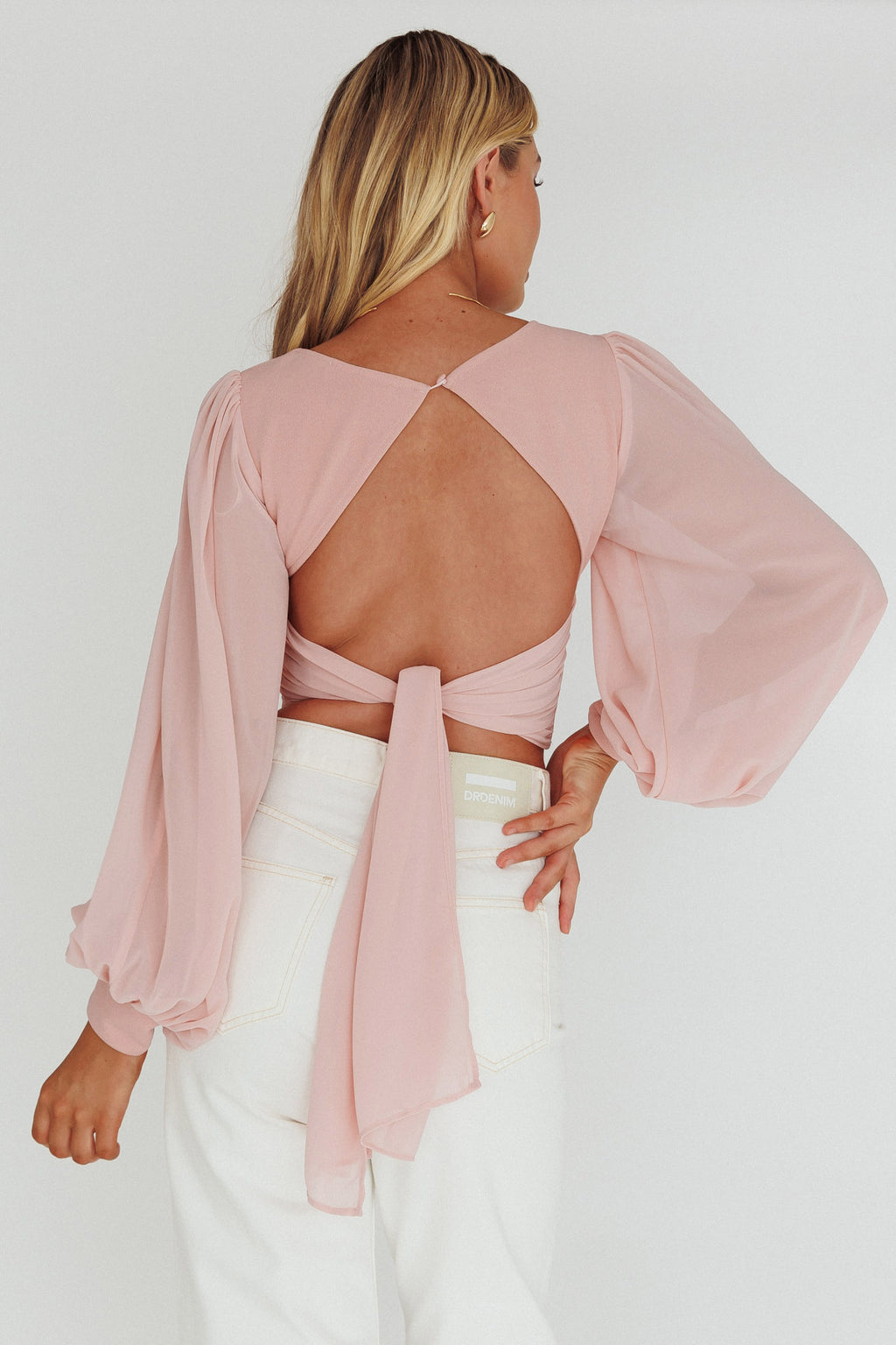 Romance Novel Sweetheart Neckline Open Back Top Blush by Selfie Leslie