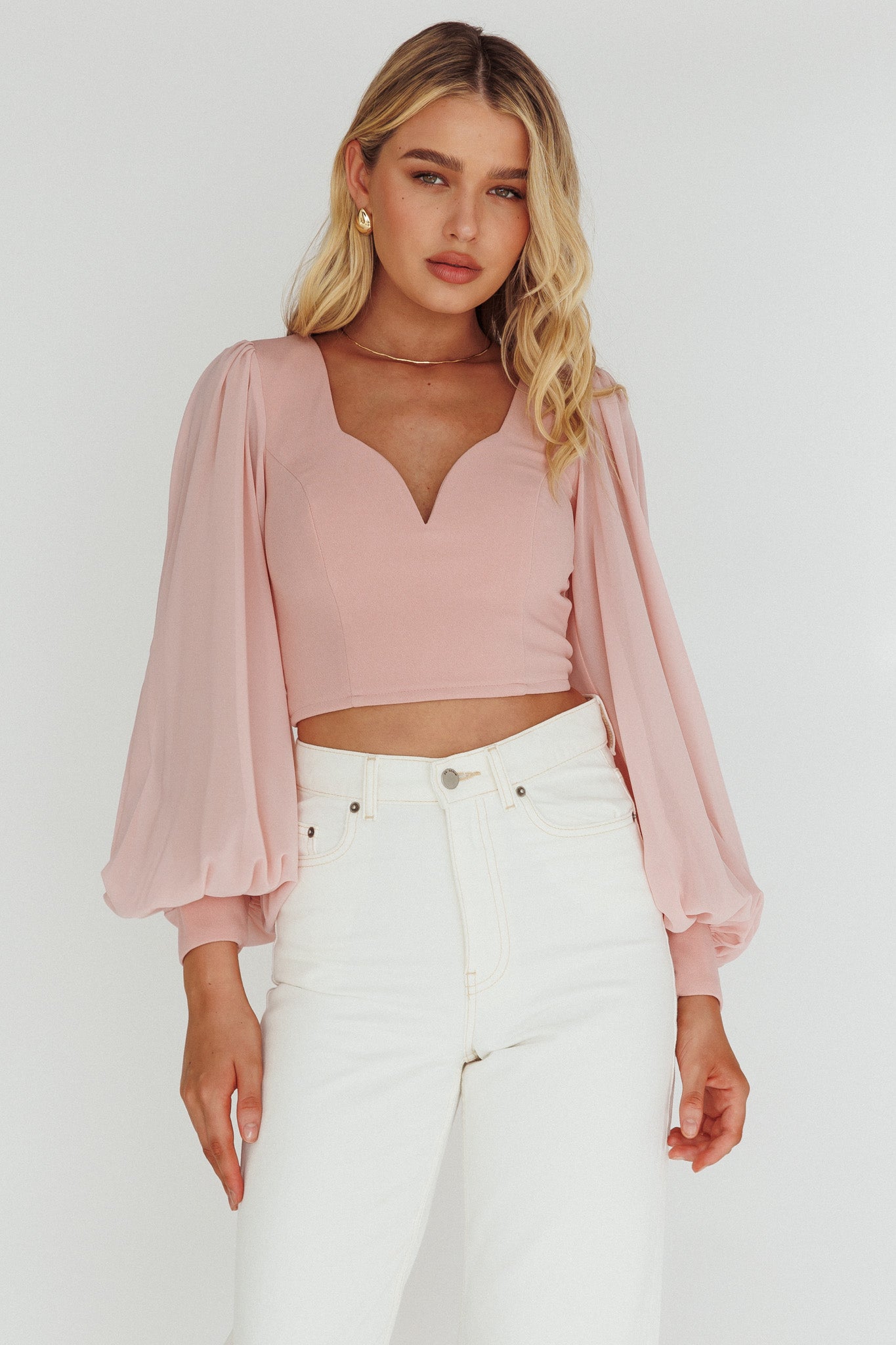 Romance Novel Sweetheart Neckline Open Back Top Blush by Selfie Leslie