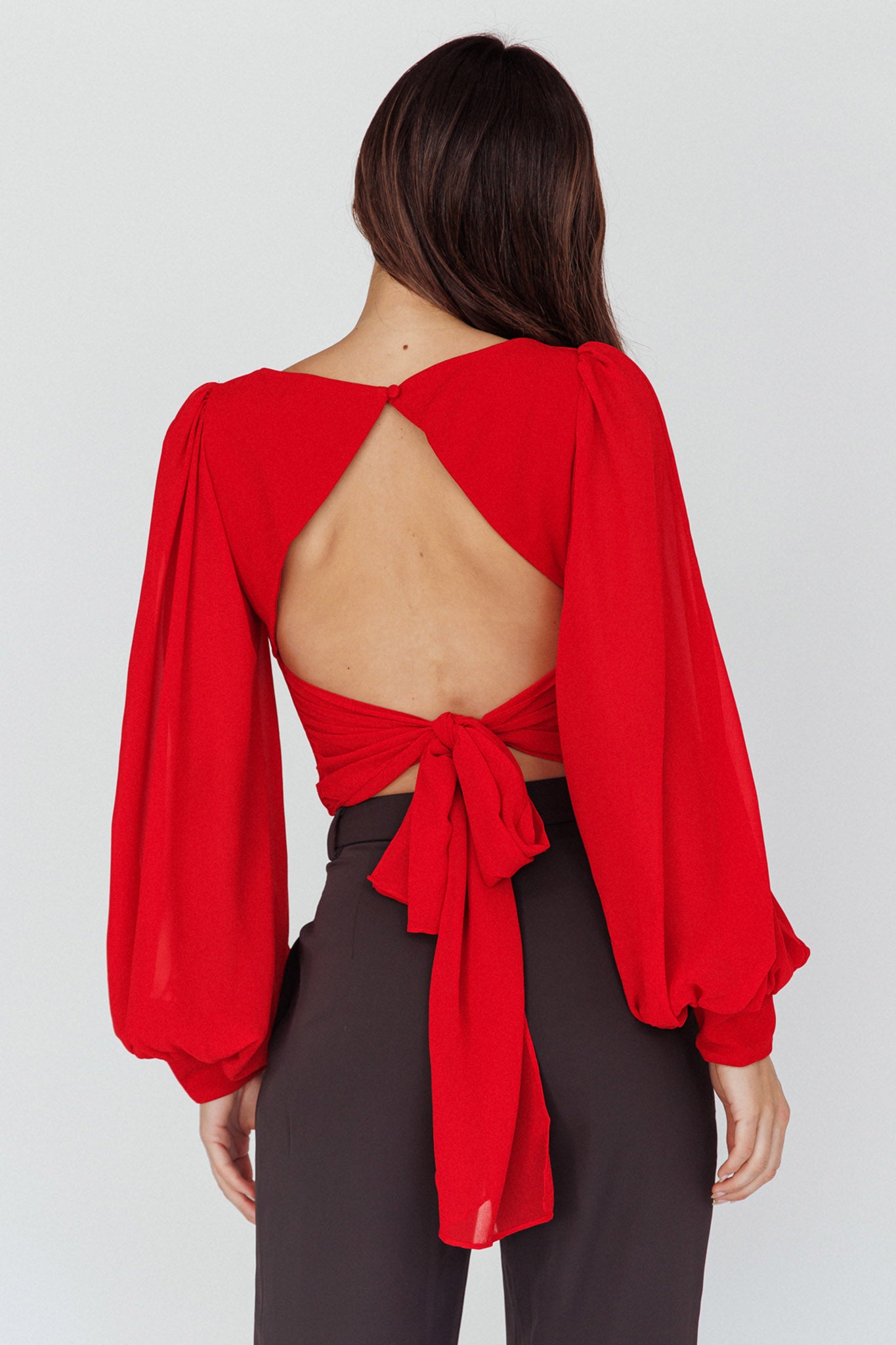 Romance Novel Sweetheart Neckline Open Back Top Red by Selfie Leslie