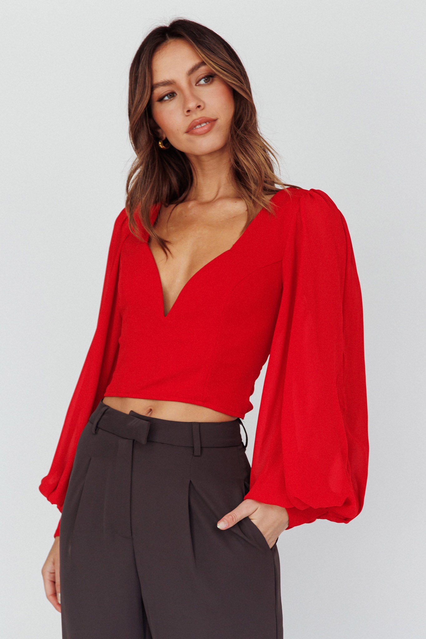 Romance Novel Sweetheart Neckline Open Back Top Red by Selfie Leslie