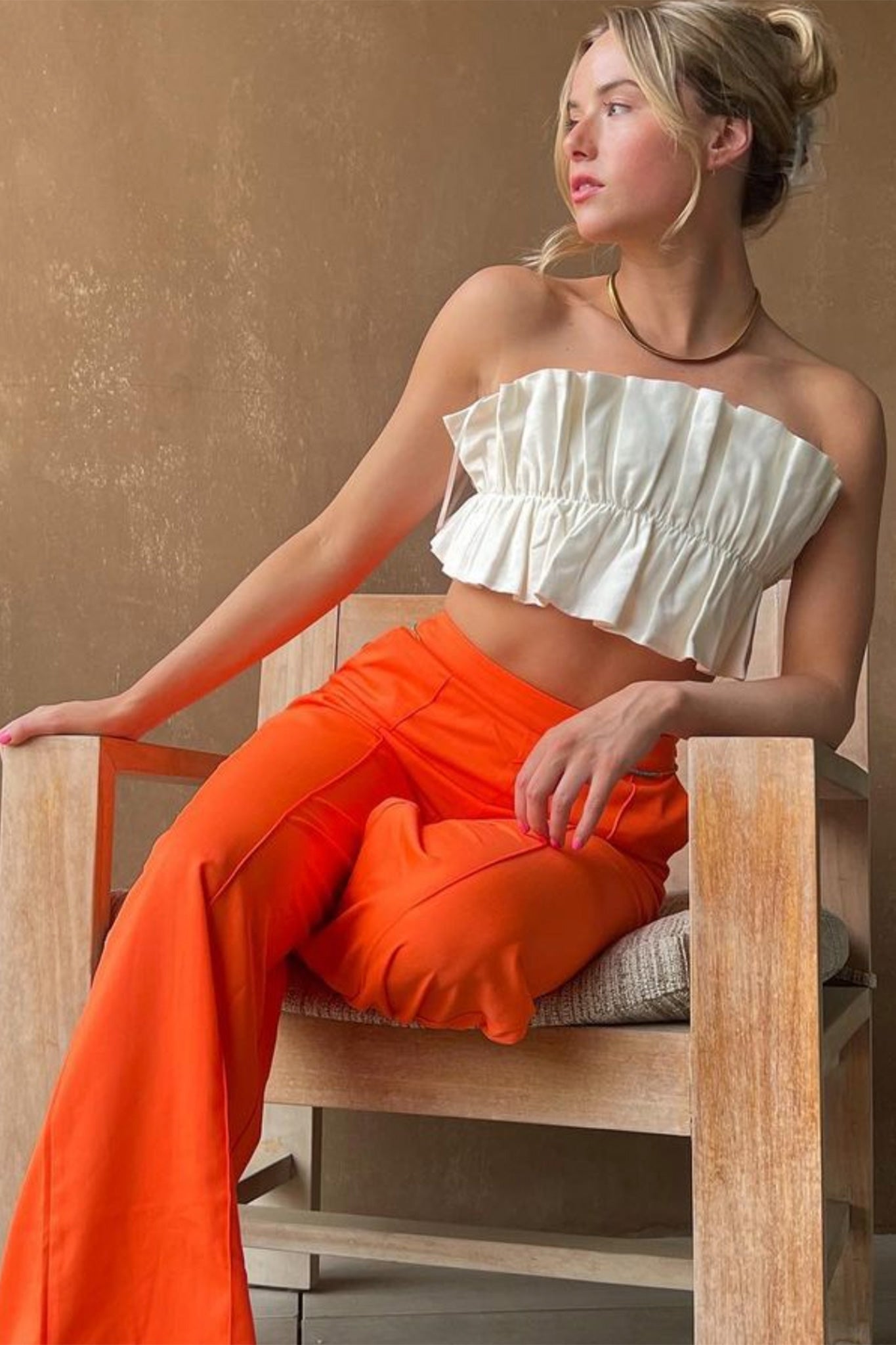 Thea Ruffle Crop Top White by Selfie Leslie