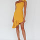 Tiffany One-Shoulder Bow Dress Mustard
