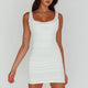 Arabella Ruched Wide Strap Bodycon Dress White