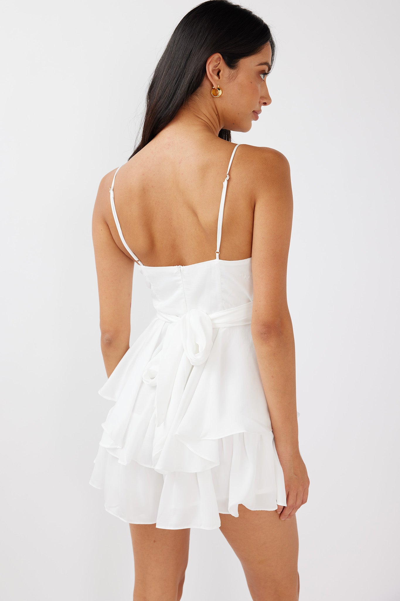 It's Complicated Crossover Bodice Flounce Romper White by Selfie Leslie