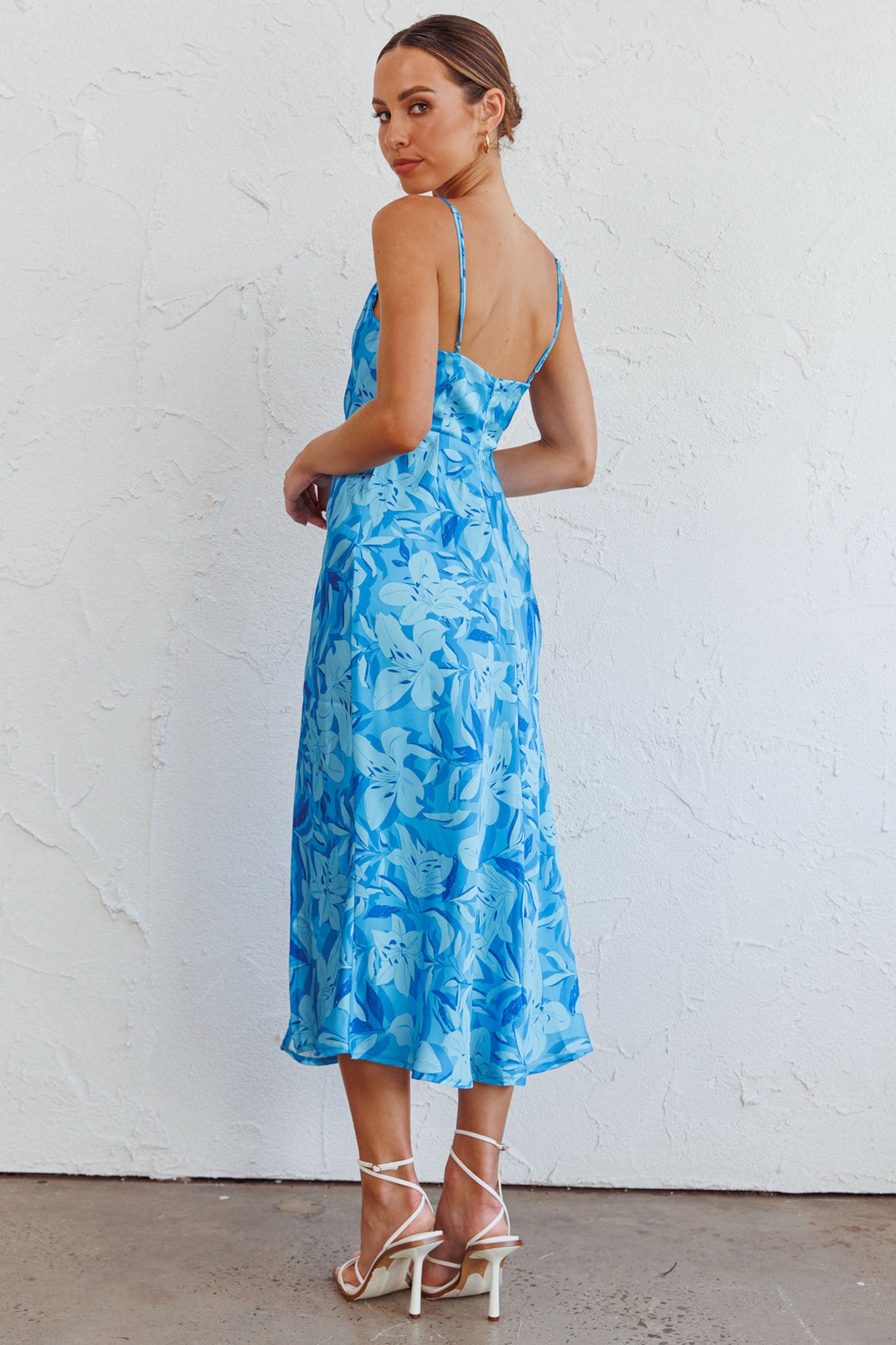 Suki Front Split Midi Dress Lily Blue by Selfie Leslie
