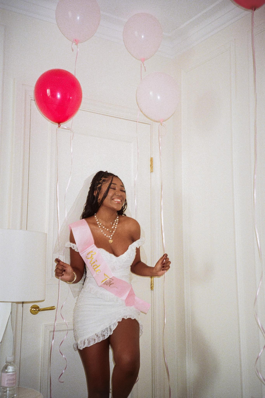 La Vida Frill Trim Off-Shoulder Mini Dress White by Selfie Leslie