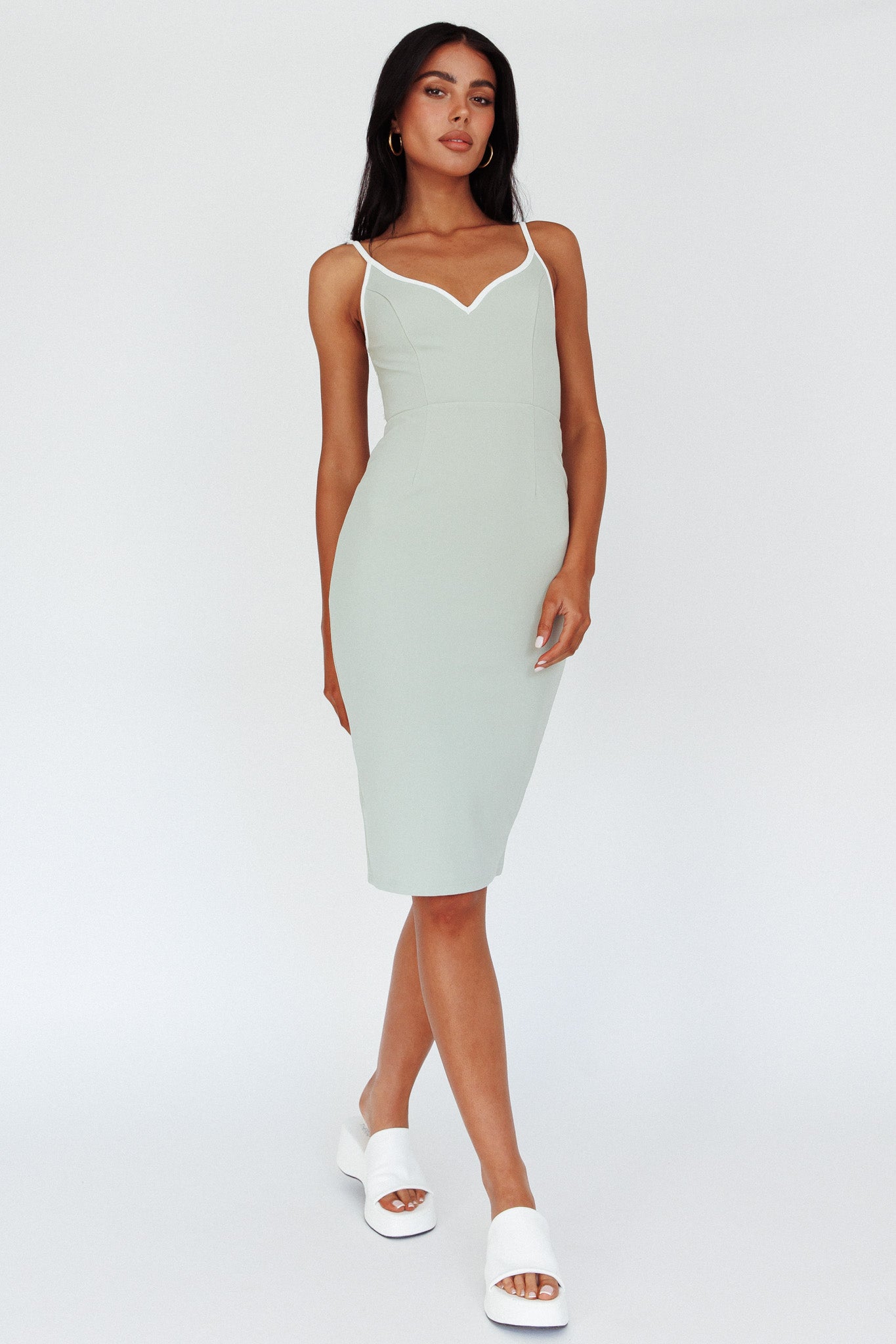 Kandis Low Back Midi Dress Sage by Selfie Leslie