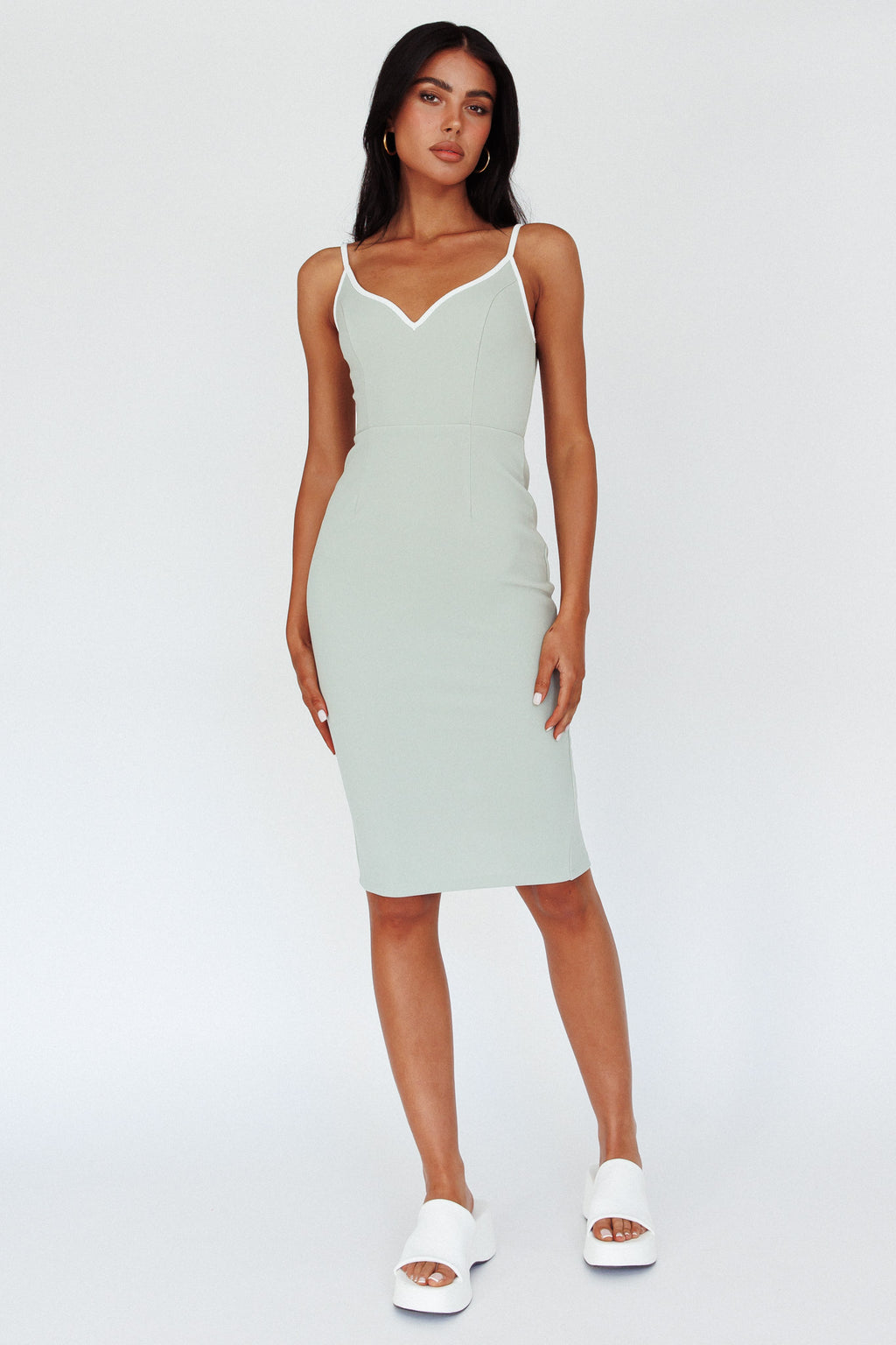 Kandis Low Back Midi Dress Sage by Selfie Leslie