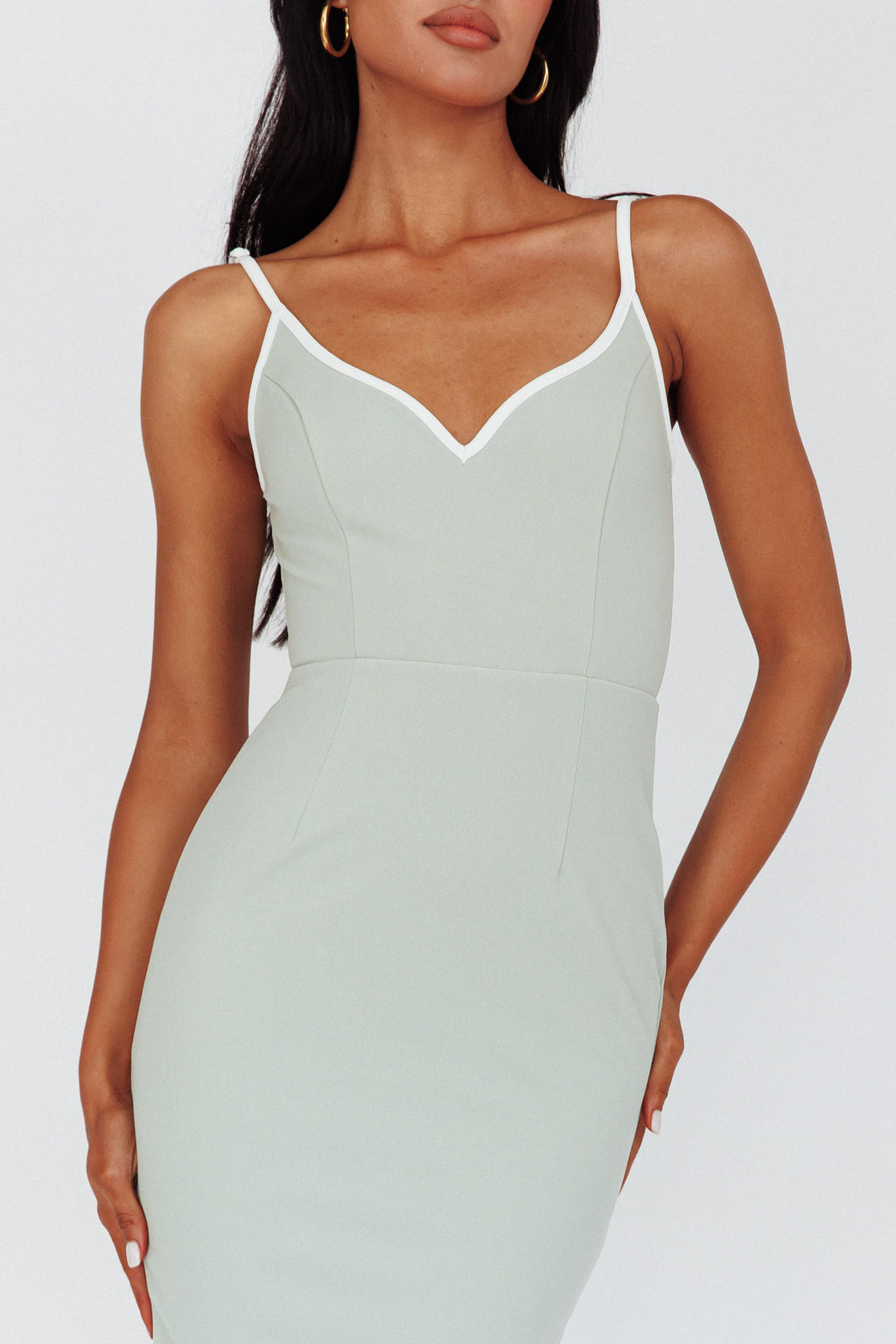 Kandis Low Back Midi Dress Sage by Selfie Leslie