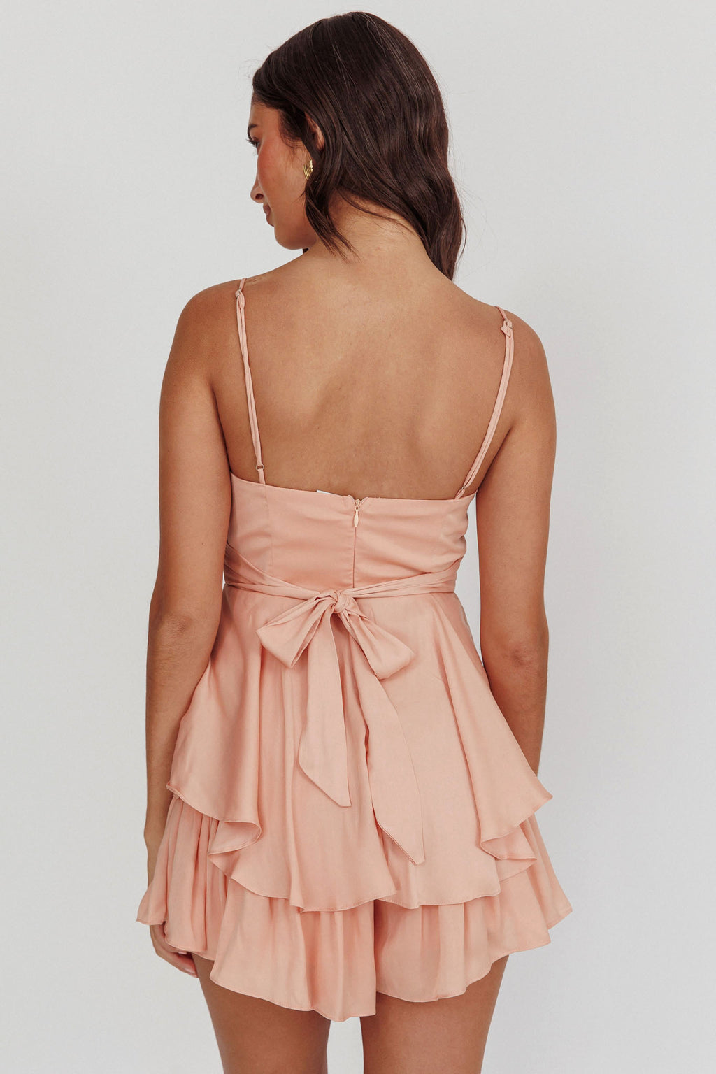 Well Versed Cowl Neck Flounce Romper Peach by Selfie Leslie