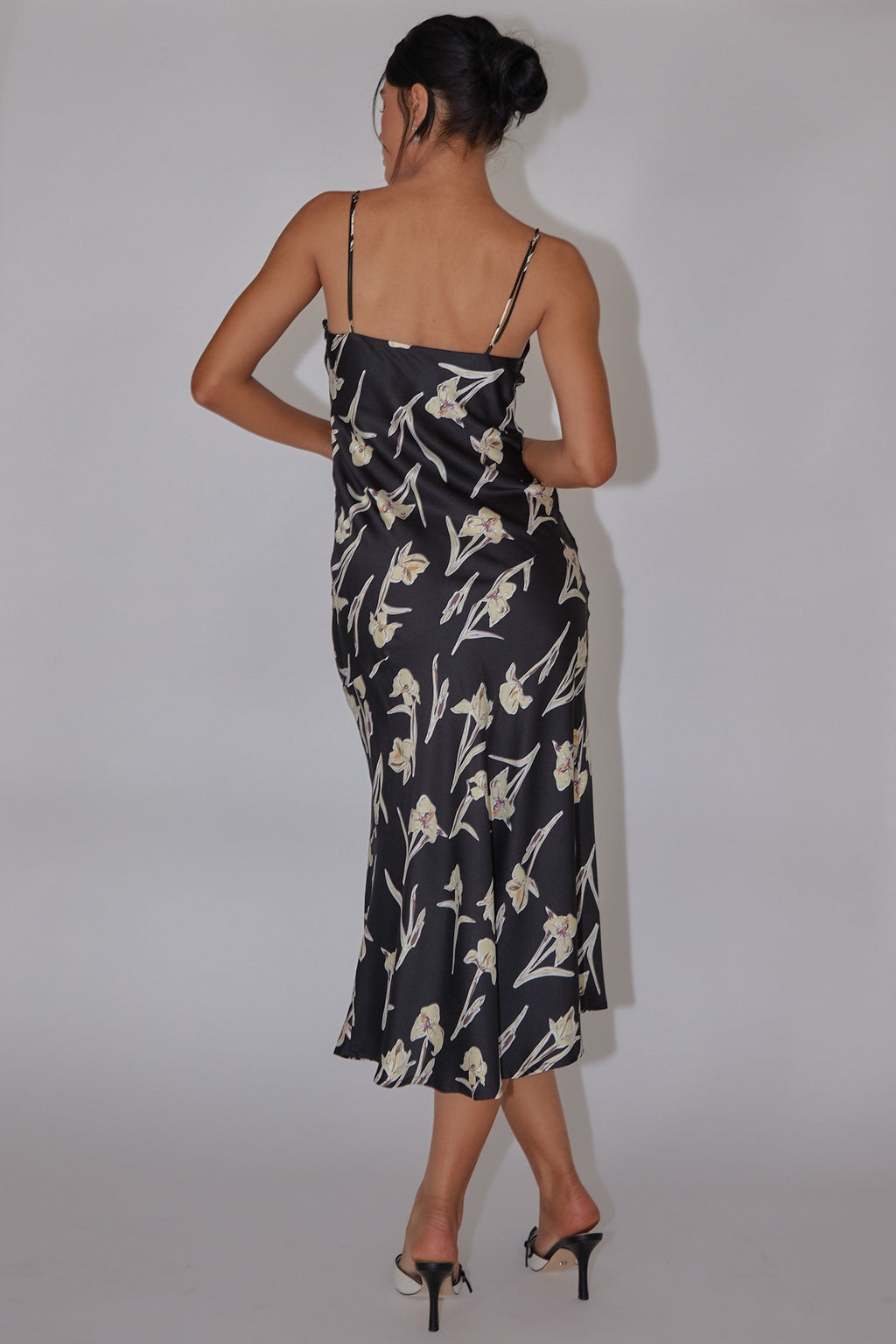 Well Versed Pleated Bust Front Split Dress Orchid Black by Selfie Leslie