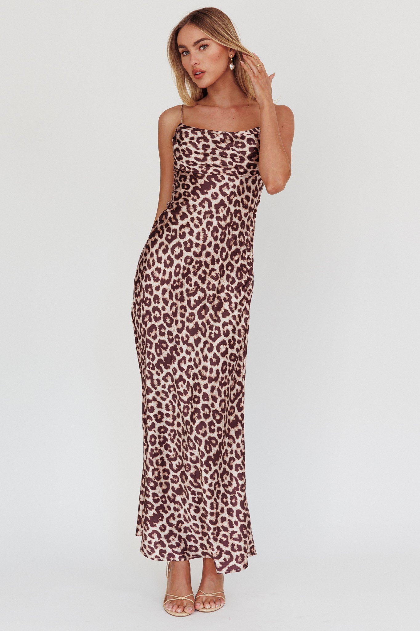 Well Versed Pleated Bust Maxi Dress Leopard by Selfie Leslie