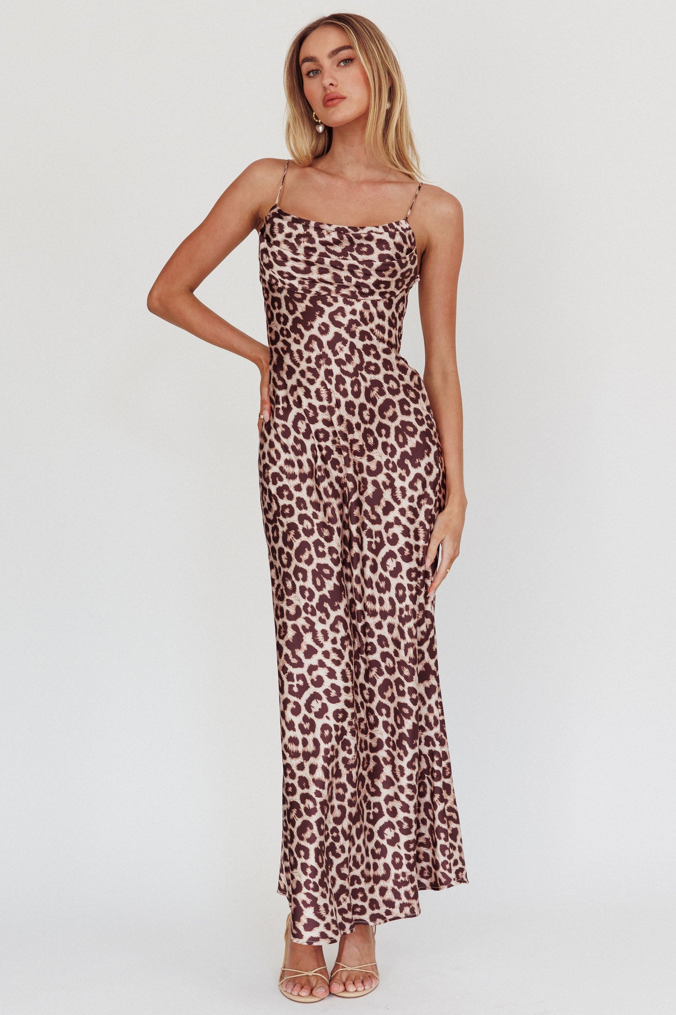 Well Versed Pleated Bust Maxi Dress Leopard by Selfie Leslie