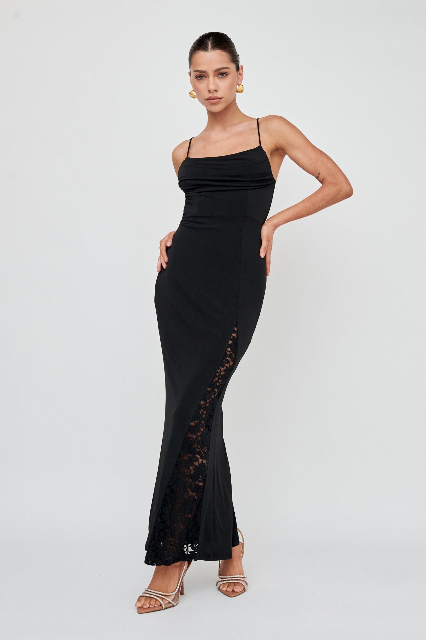 ワンピース Paula lacey long dress black andmary ANDMARY】Paula lacey long dress