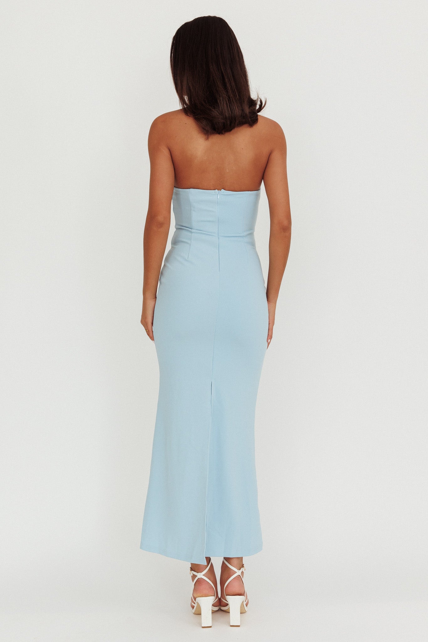 Well Versed Strapless Pleat Bust Maxi Dress Blue - S Well Versed Strapless Pleat Bust Maxi Dress Blue - S