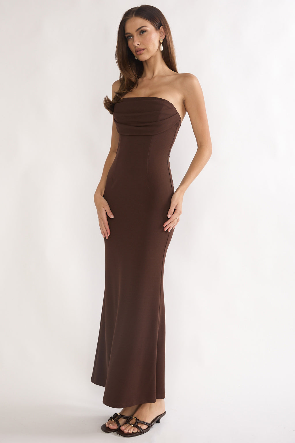 Well Versed Strapless Pleat Bust Maxi Dress Chocolate | Selfie Leslie Well Versed Strapless Pleat Bust Maxi Dress Chocolate | Selfie Leslie
