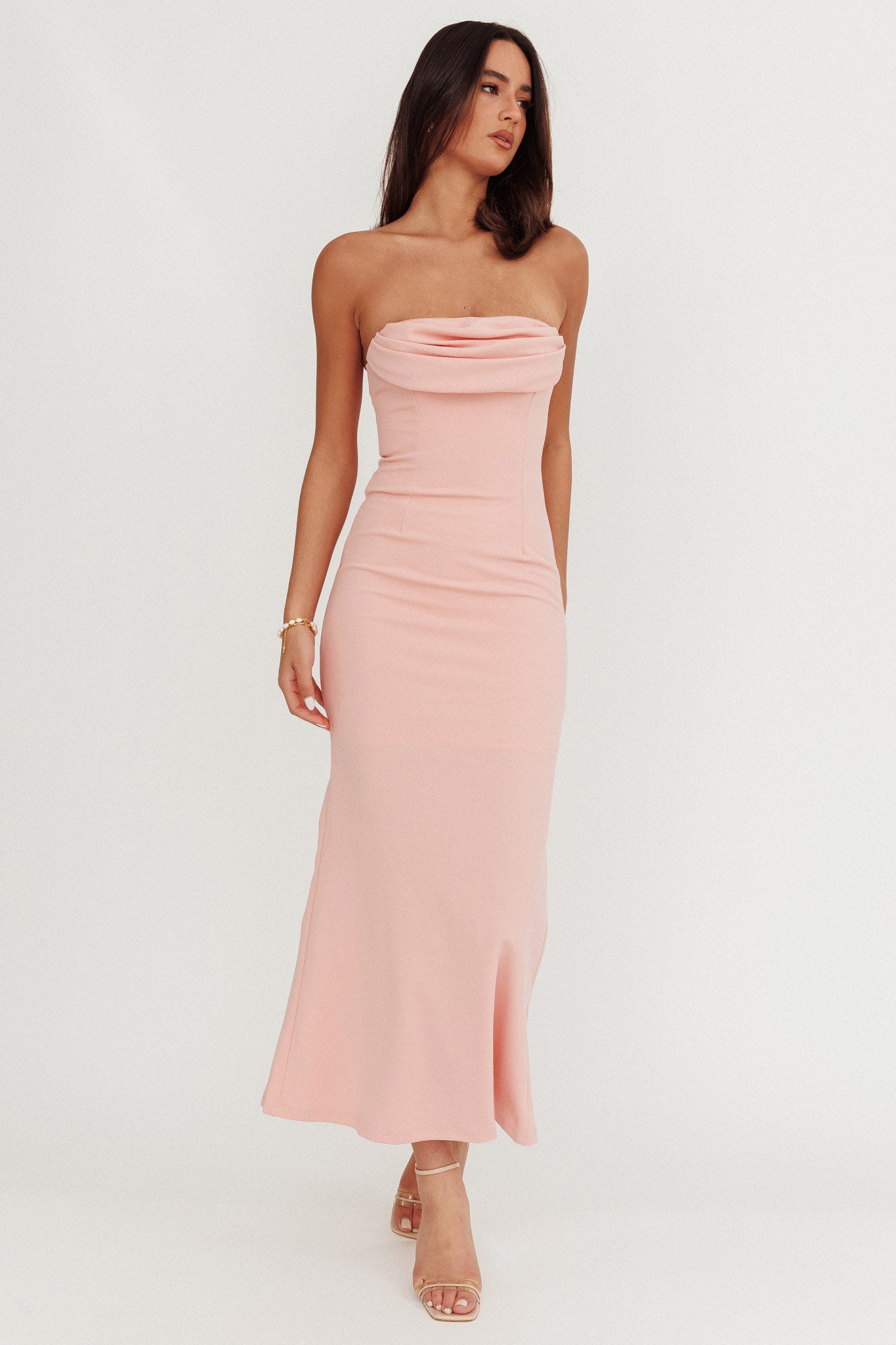 women's light pink strapless sexy dress for date night Well Versed Pleat Bust Maxi Club dresses Tulle Ice Blue Formal Color:PURPLE OPAL NS_SKU::DRW1508