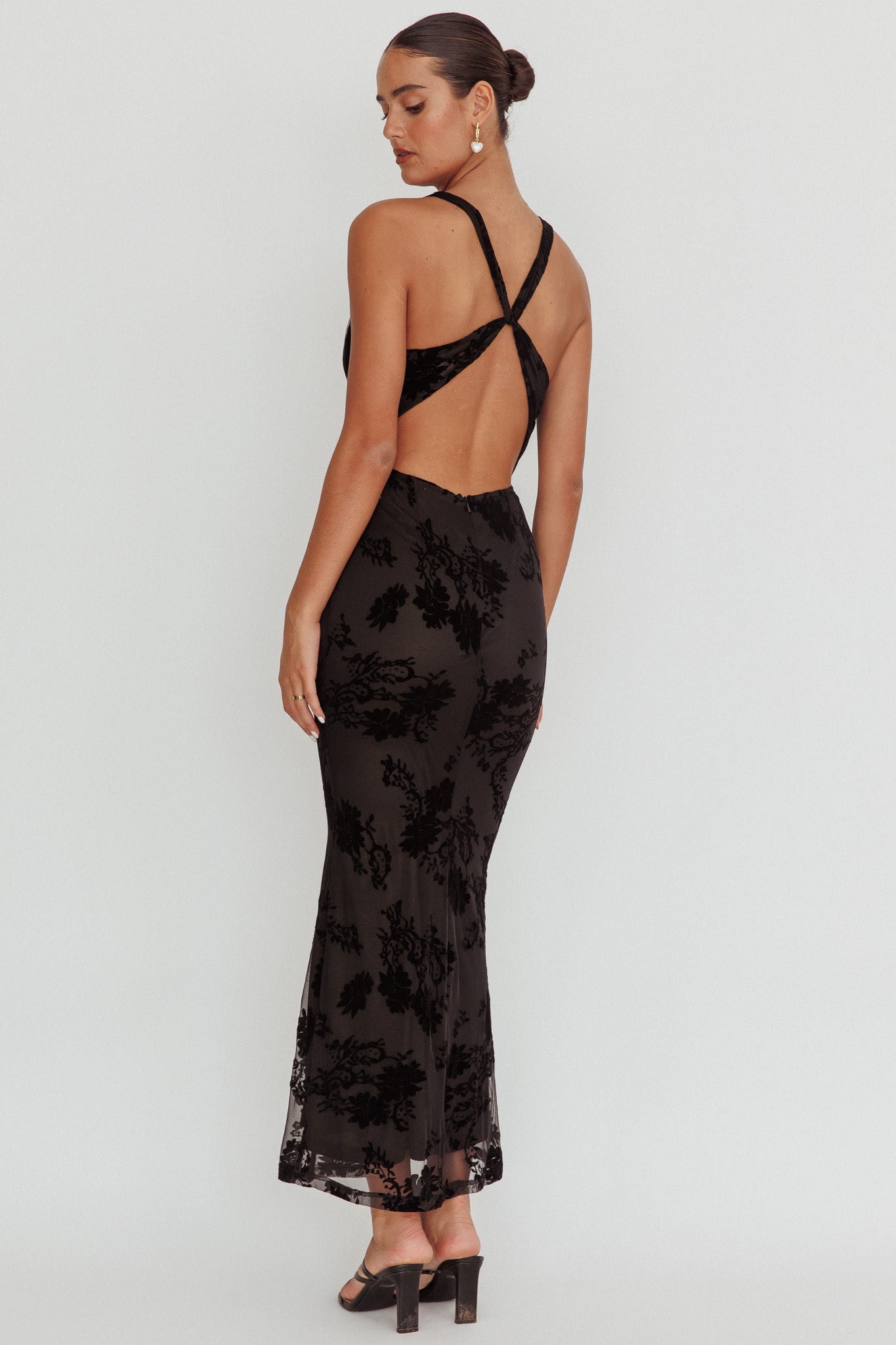 Delancy Cowl Neck Floral Maxi Dress Black Delancy Cowl Neck Floral Maxi Dress Black