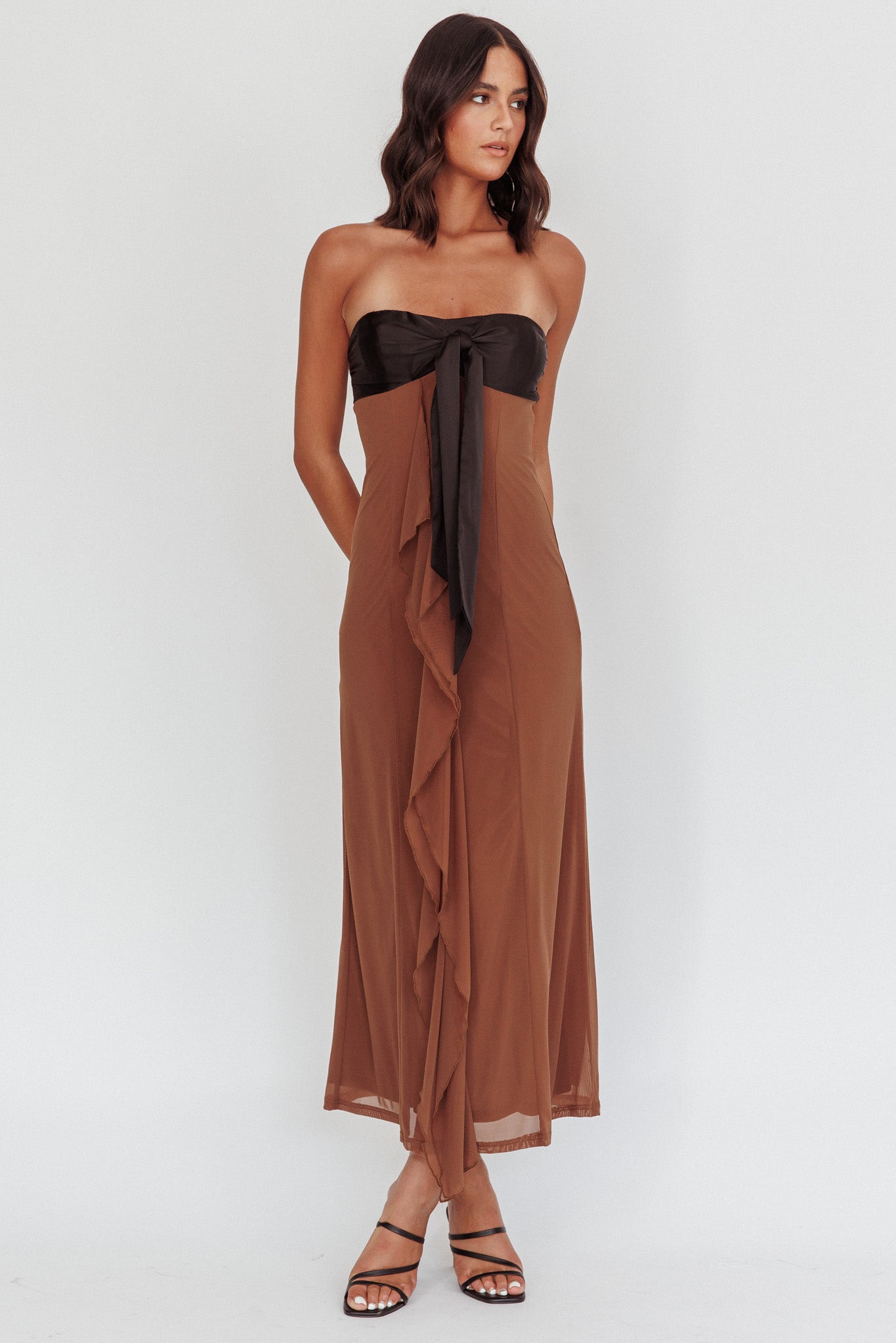 Keep Her Wild Strapless Tied Bust Dress Cedar by Selfie Leslie