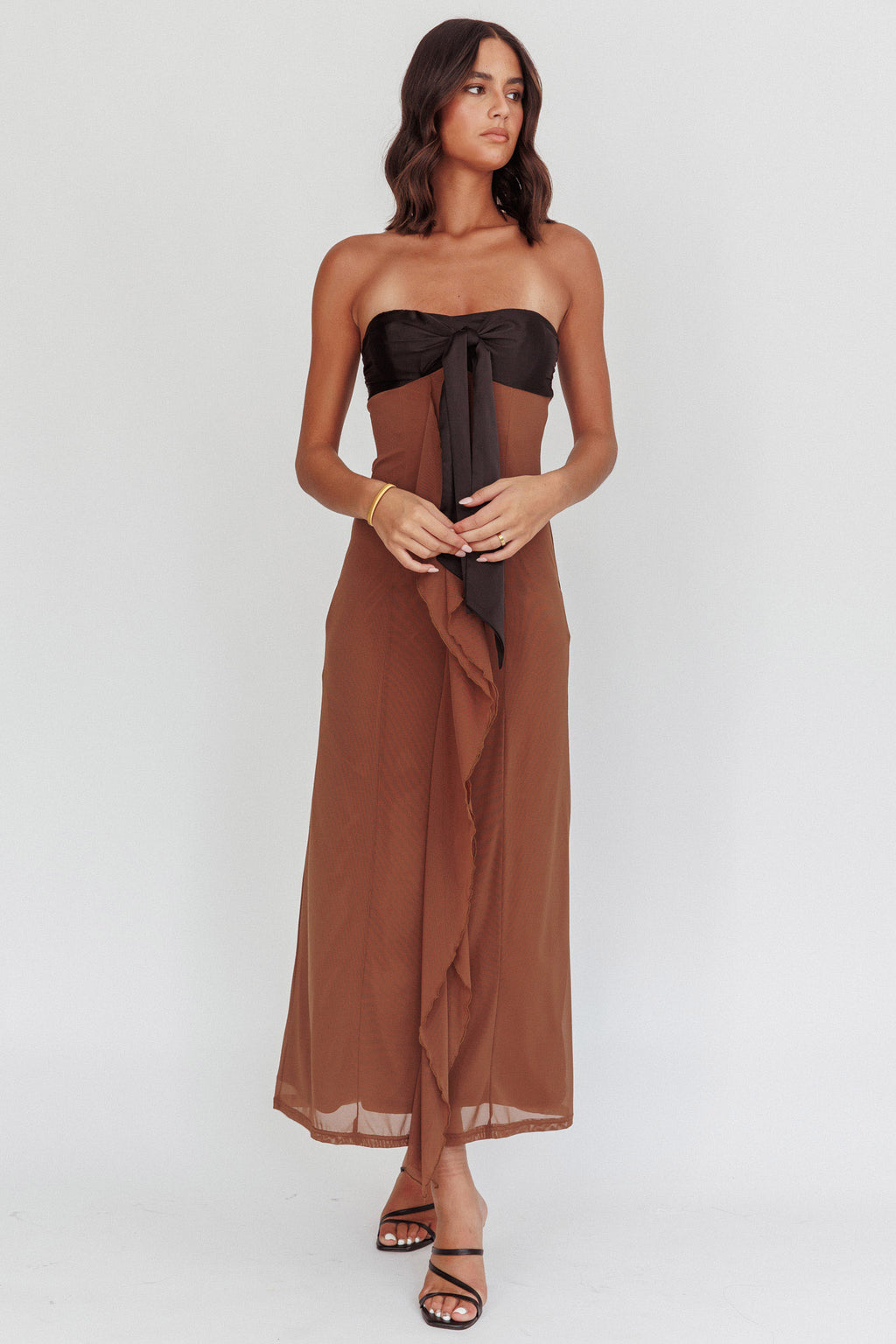 Keep Her Wild Strapless Tied Bust Dress Cedar by Selfie Leslie
