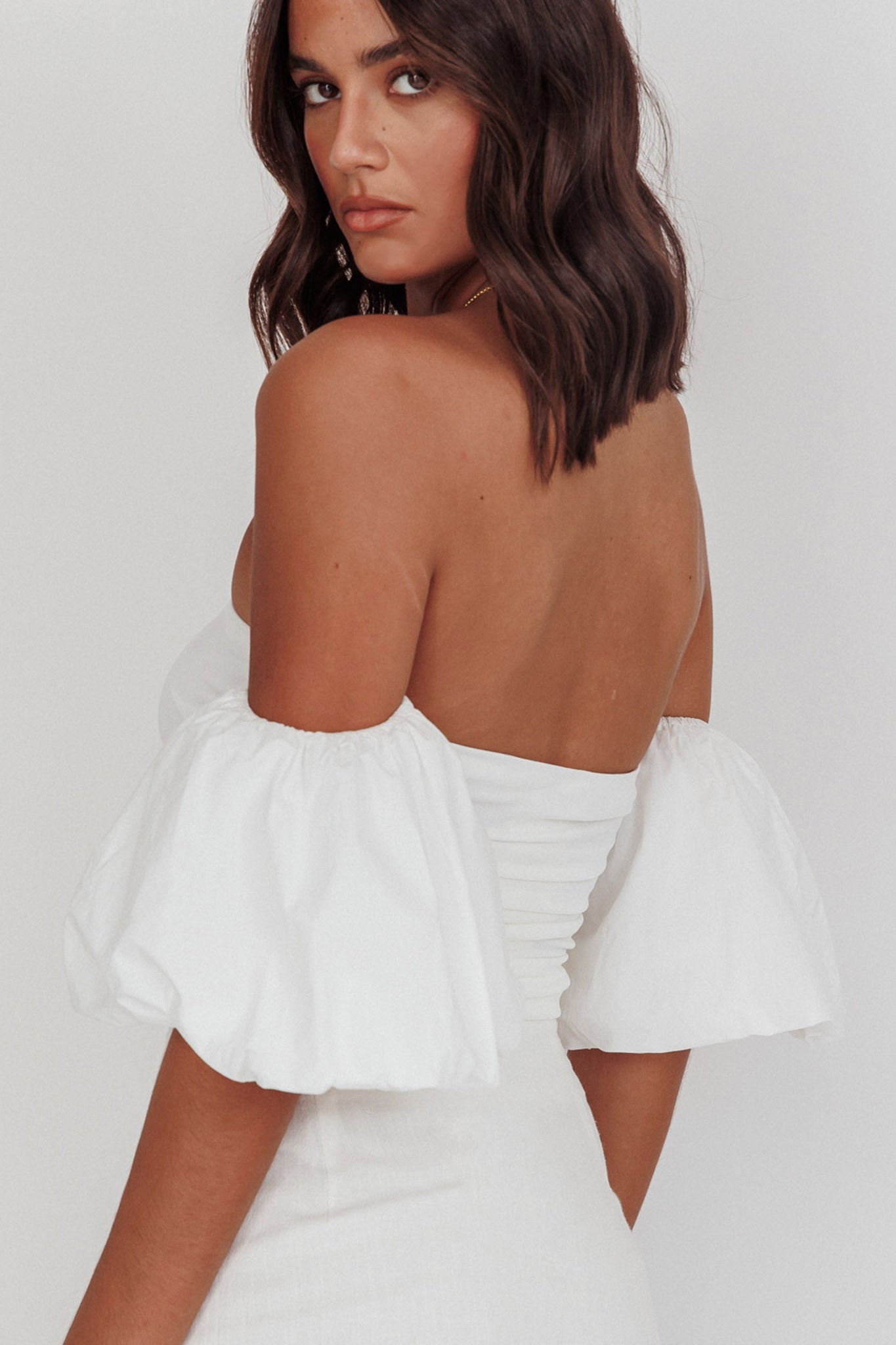 Summer Fridays Puff Sleeve Crop Top White by Selfie Leslie