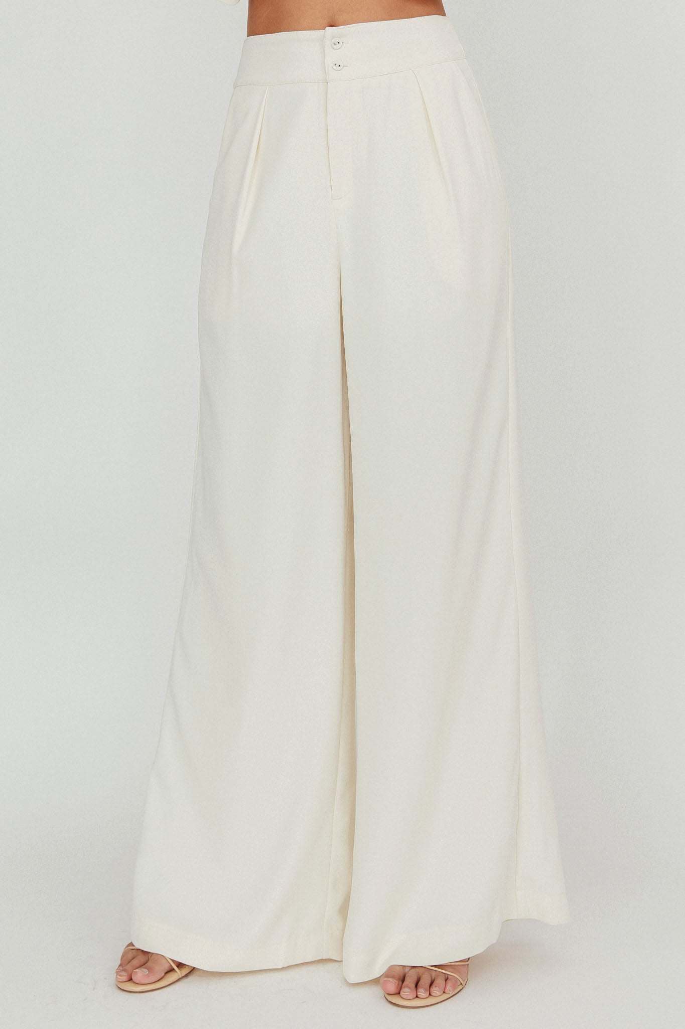 Songbird Wide Leg Pants Bone by Selfie Leslie