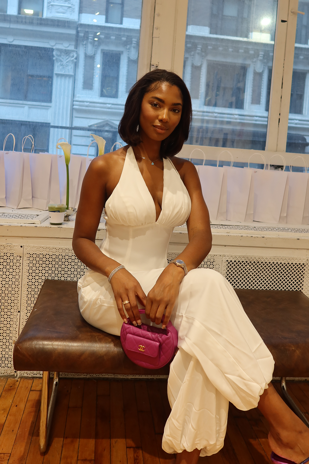 Kingston Plunge Halter Top White by Selfie Leslie