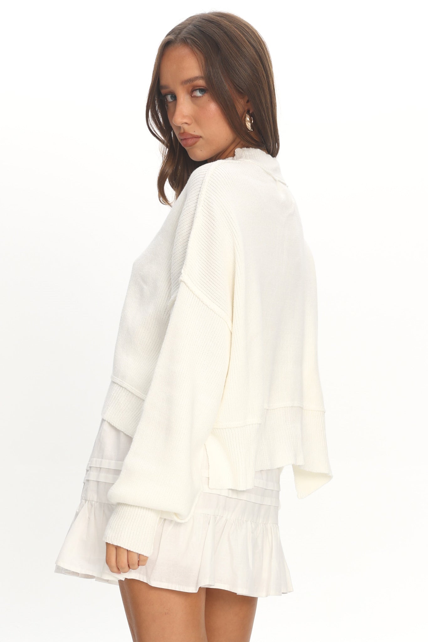 Morning Frost Crop Ribbed Knit Sweater White– Selfie Leslie