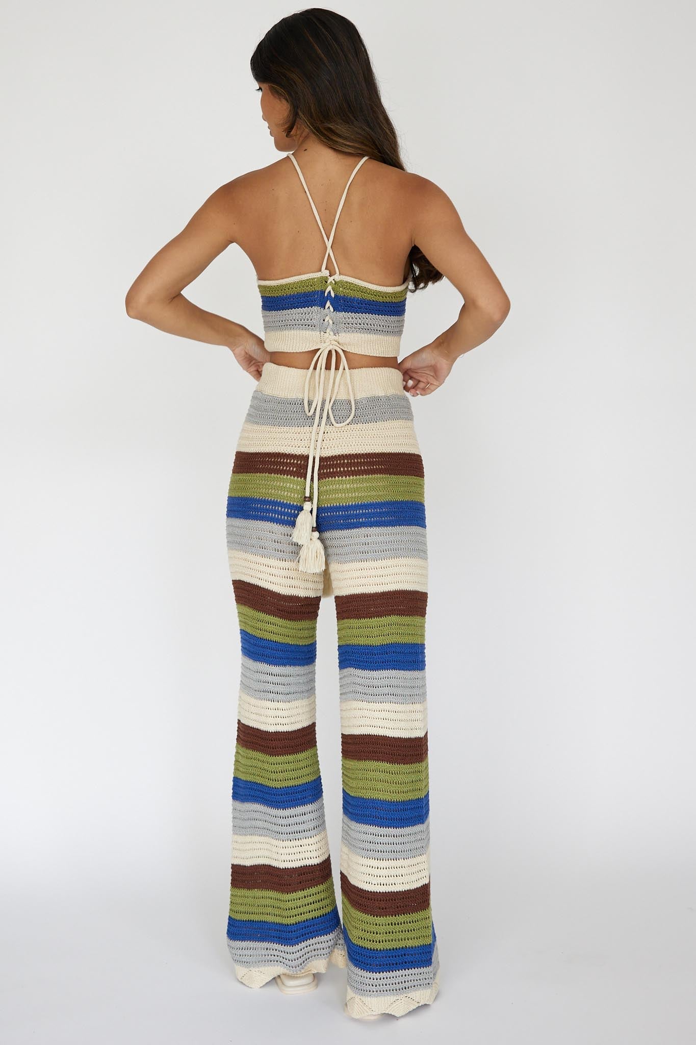 Shop the Dream Believer Crochet Pants Stripe Blue Multi