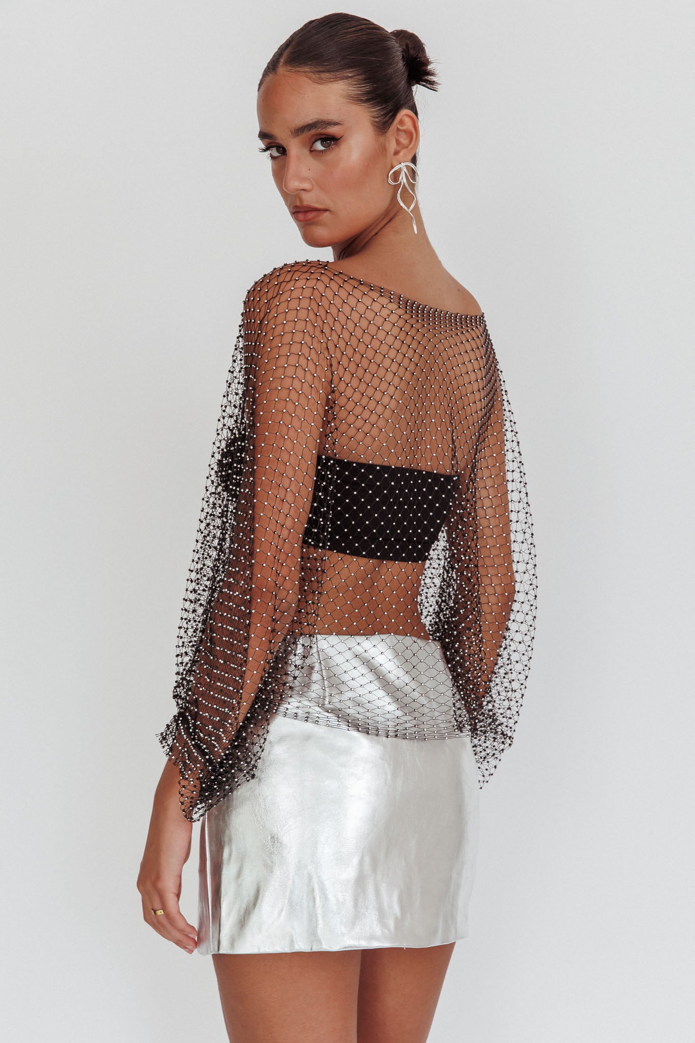 Drama, Drama Long Sleeve Fishnet Top Black by Selfie Leslie