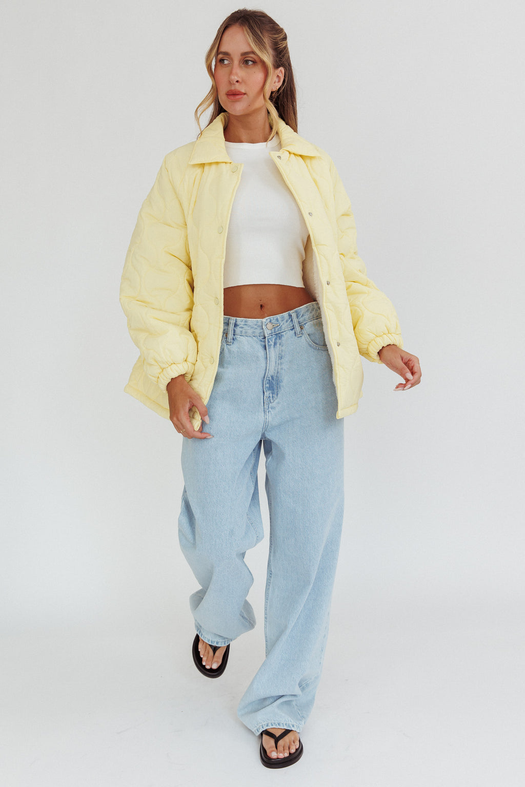 By The Fireplace Quilted Puffer Jacket Butter by Selfie Leslie
