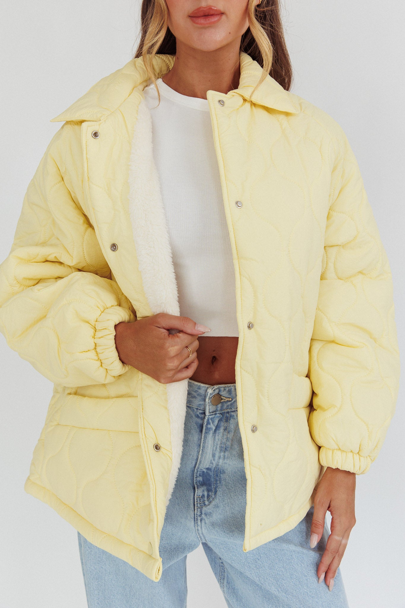 By The Fireplace Quilted Puffer Jacket Butter by Selfie Leslie