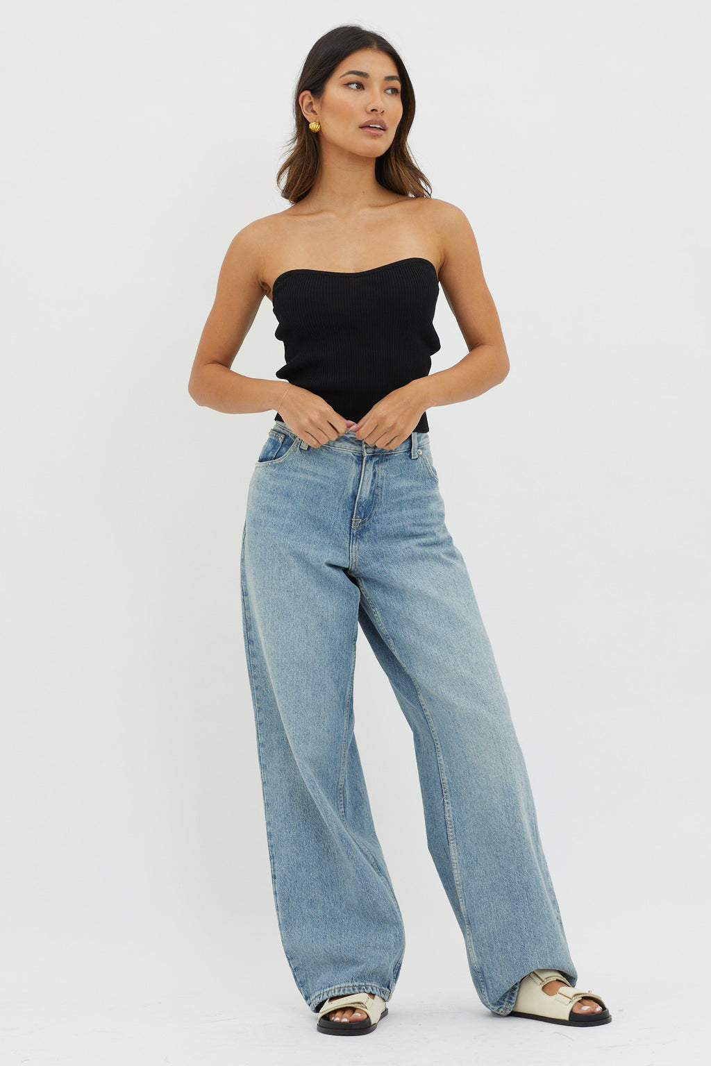 Flora Strapless Knit Top Black by Selfie Leslie