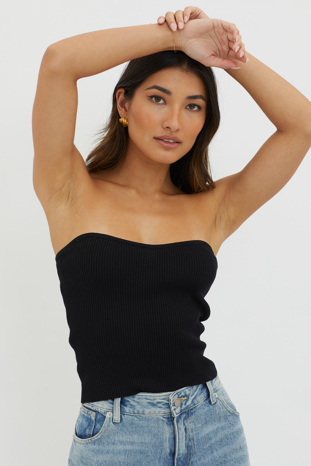 Flora Strapless Knit Top Black by Selfie Leslie