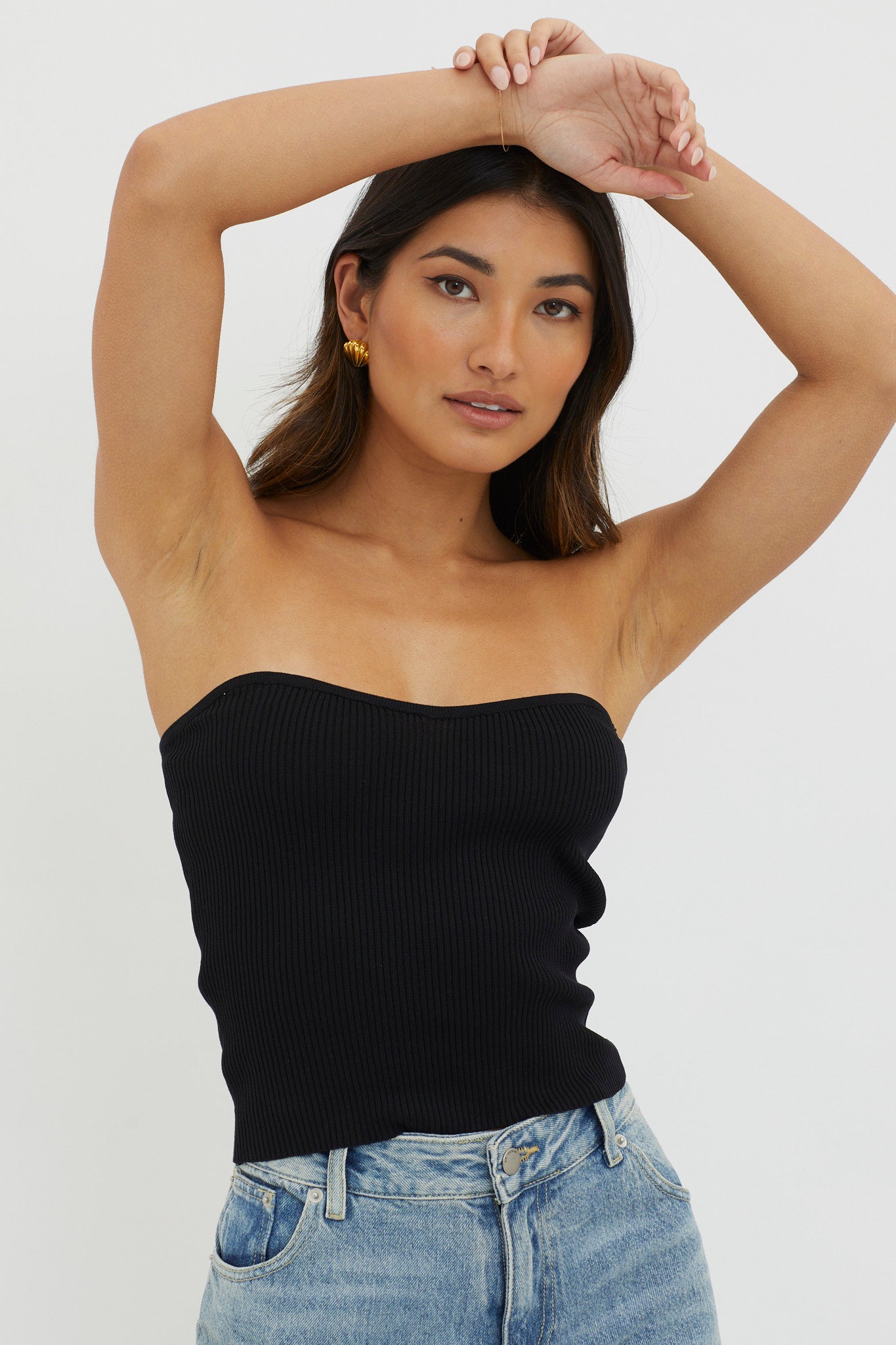 Flora Strapless Knit Top Black by Selfie Leslie