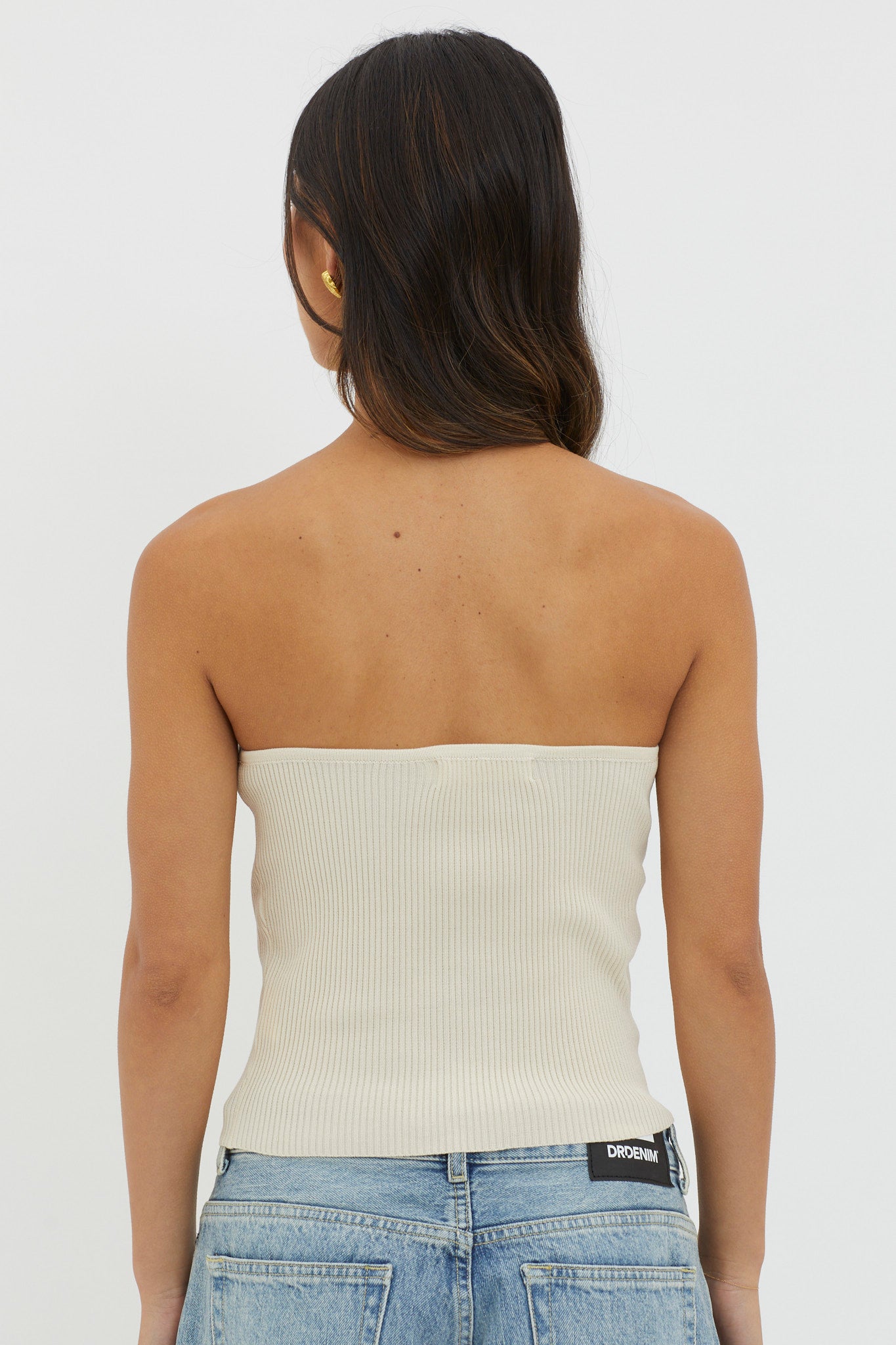 Flora Strapless Knit Top Cream by Selfie Leslie