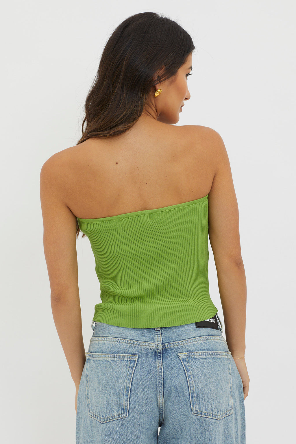 Flora Strapless Knit Top Green by Selfie Leslie